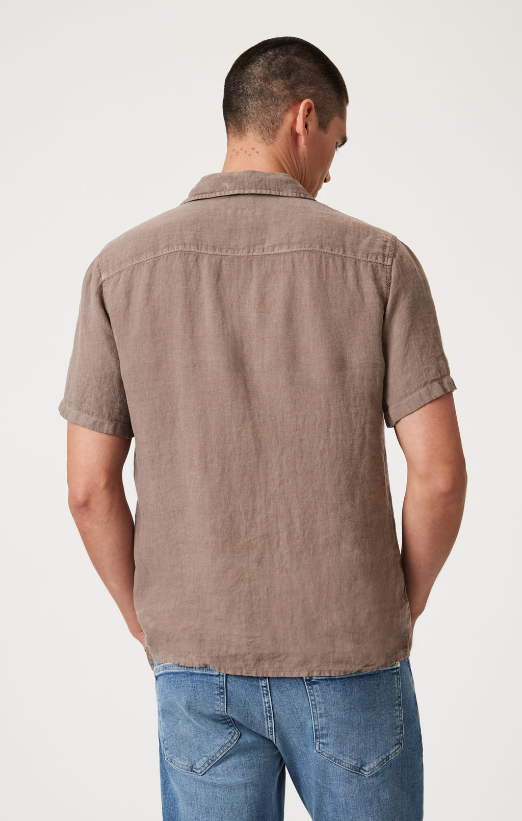 LINEN SHORT SLEEVE SHIRT IN BRINDLE - Mavi Jeans