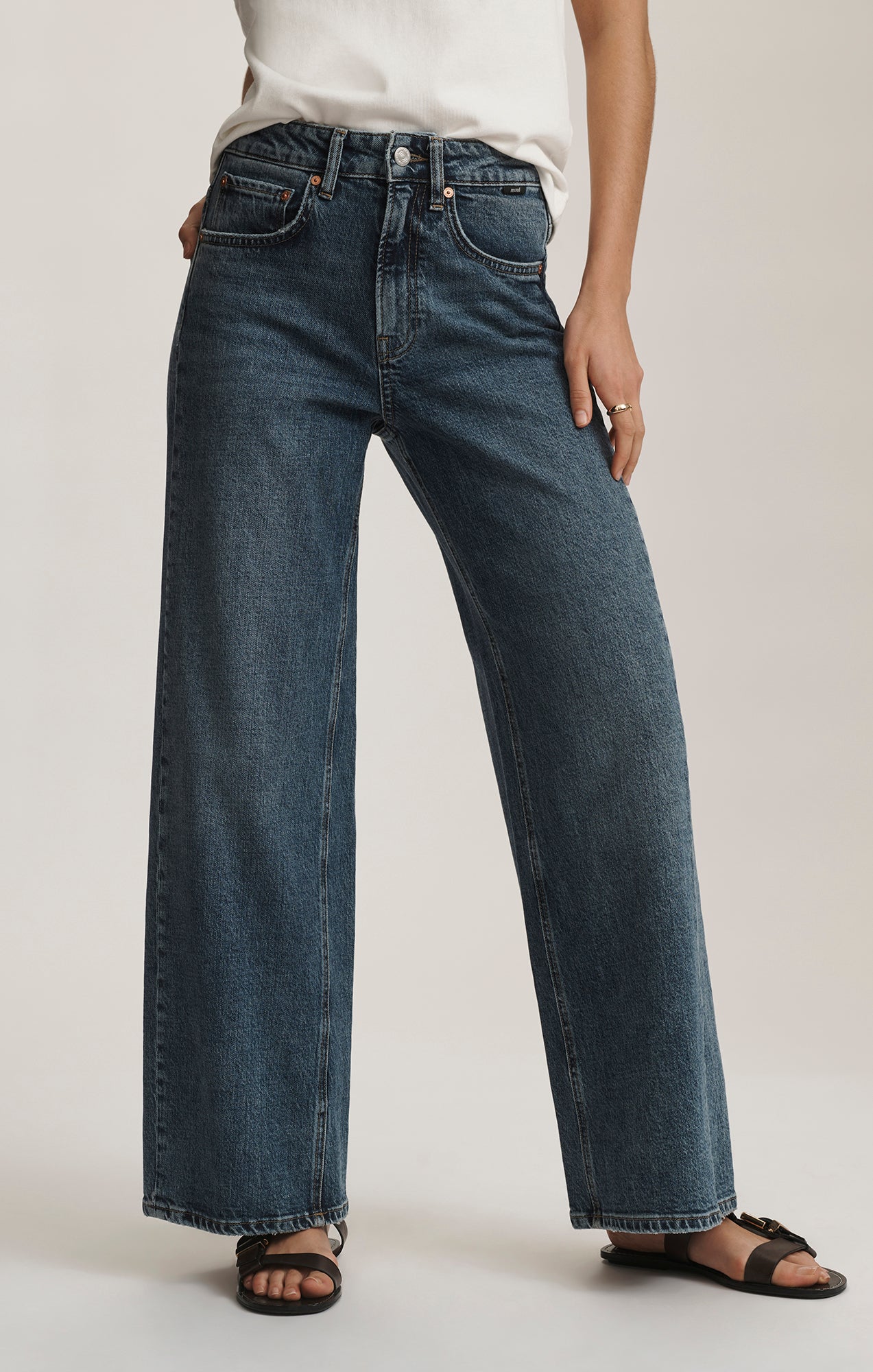 Mavi Women's Siena Wide Leg Jeans In Dark Used Classic Blue – Mavi