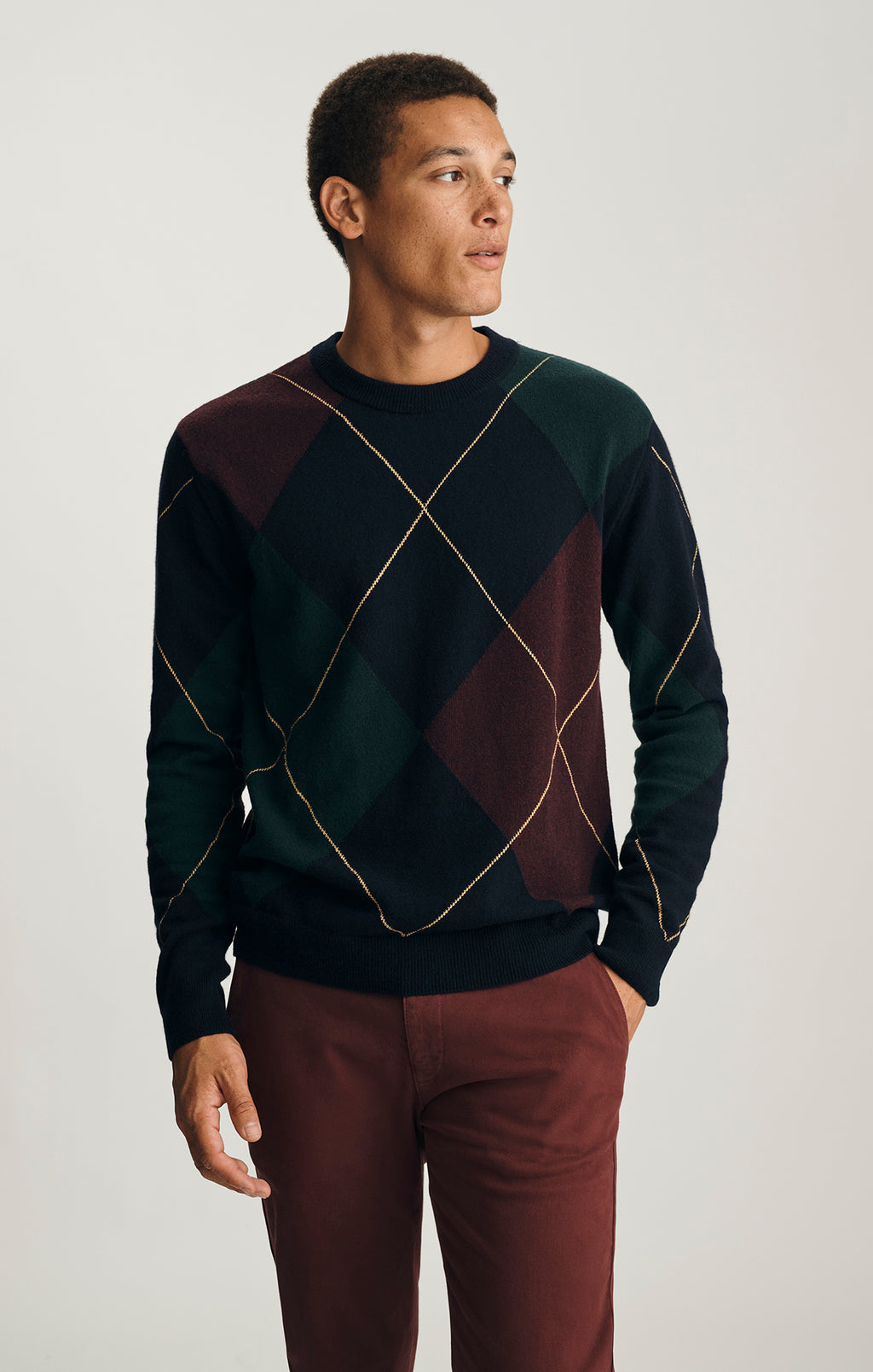 JACQUARD SWEATER IN BLACK IRIS