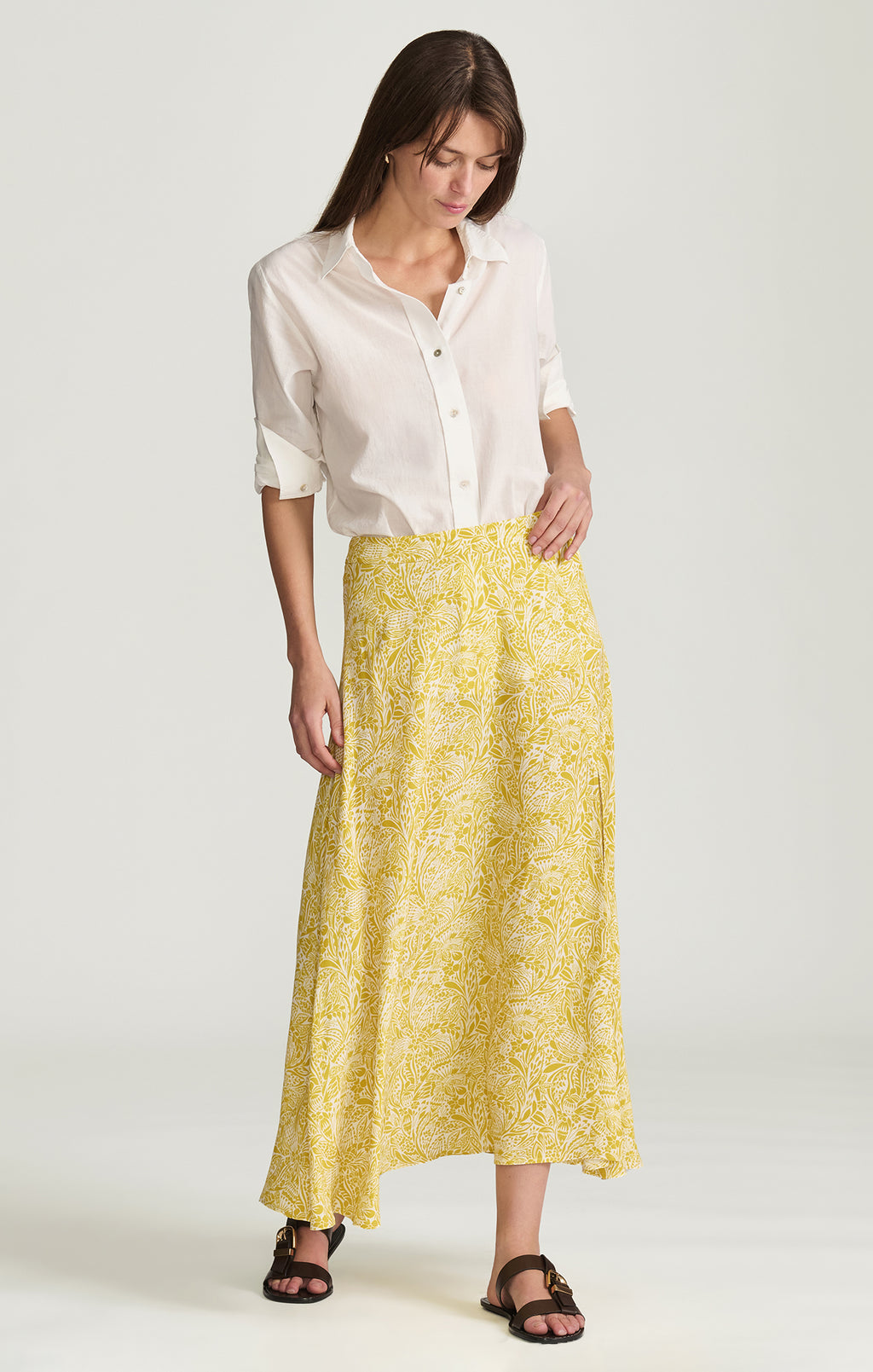 WOVEN MAXI SKIRT IN YELLOW FLOWER PRINT - Mavi Jeans