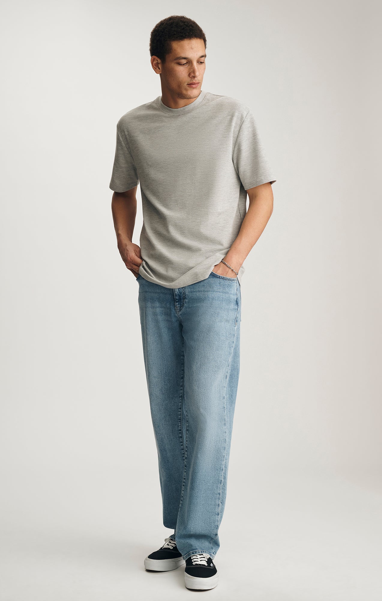CREW NECK T-SHIRT IN GREY MELANGE - Mavi Jeans
