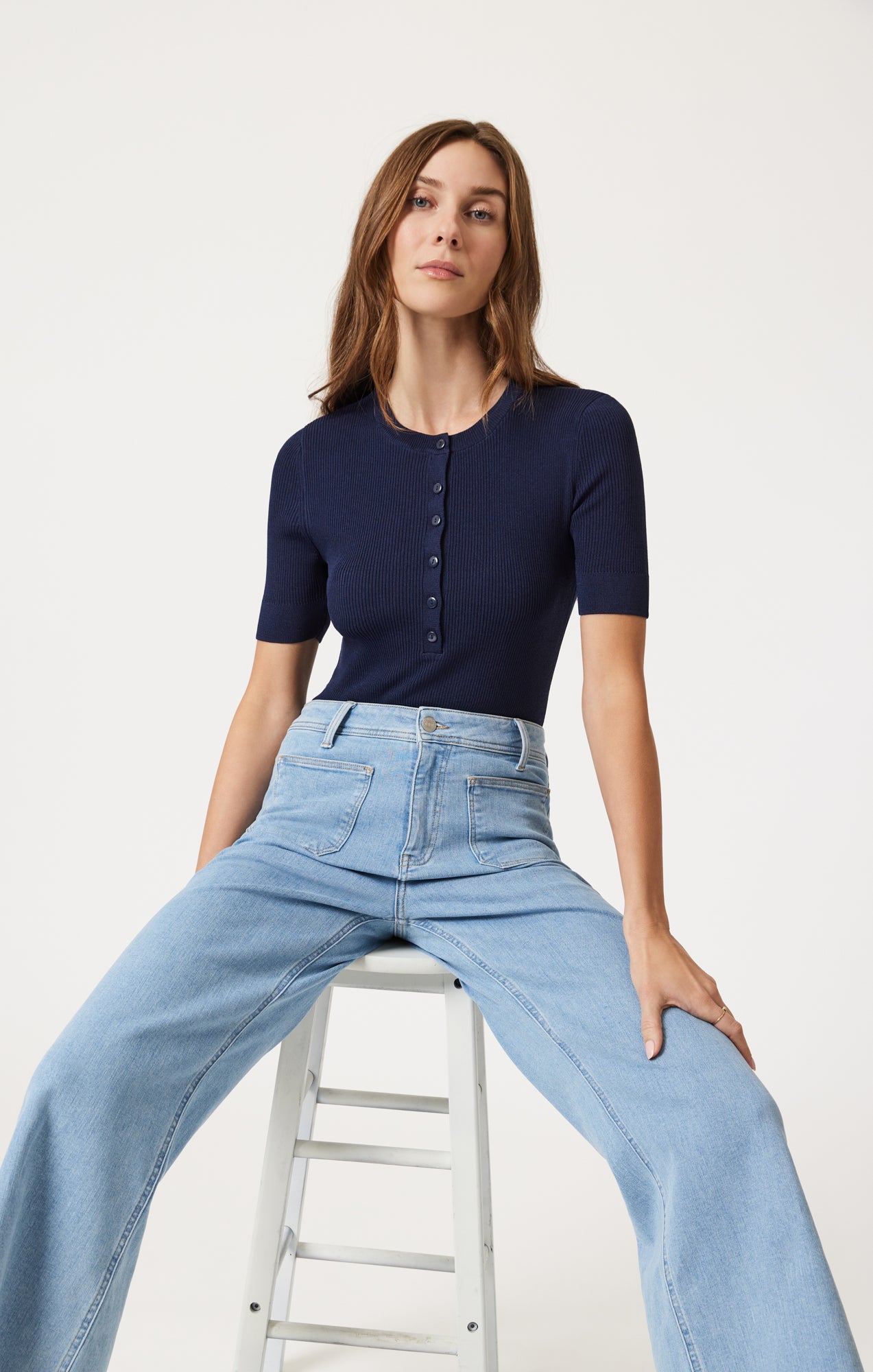 Mavi Women's Paloma Marine Wide Leg In Light Blue Flex Blue – Mavi