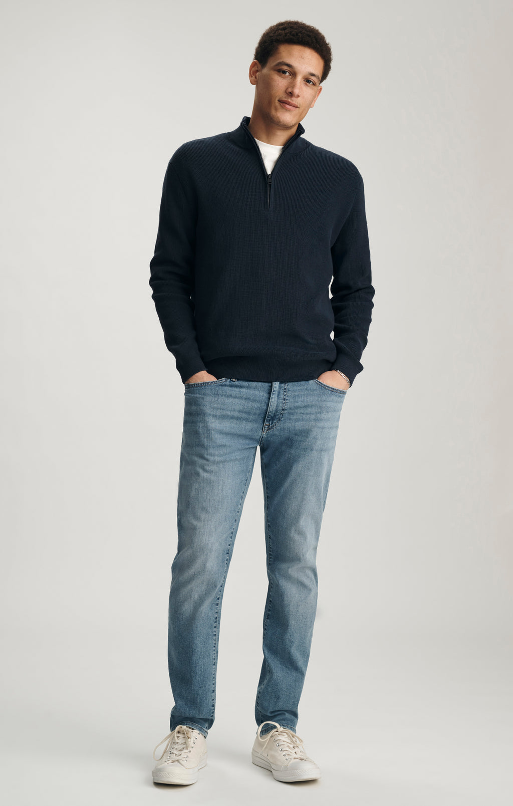HALF ZIP SWEATER IN TOTAL ECLIPSE - Mavi Jeans