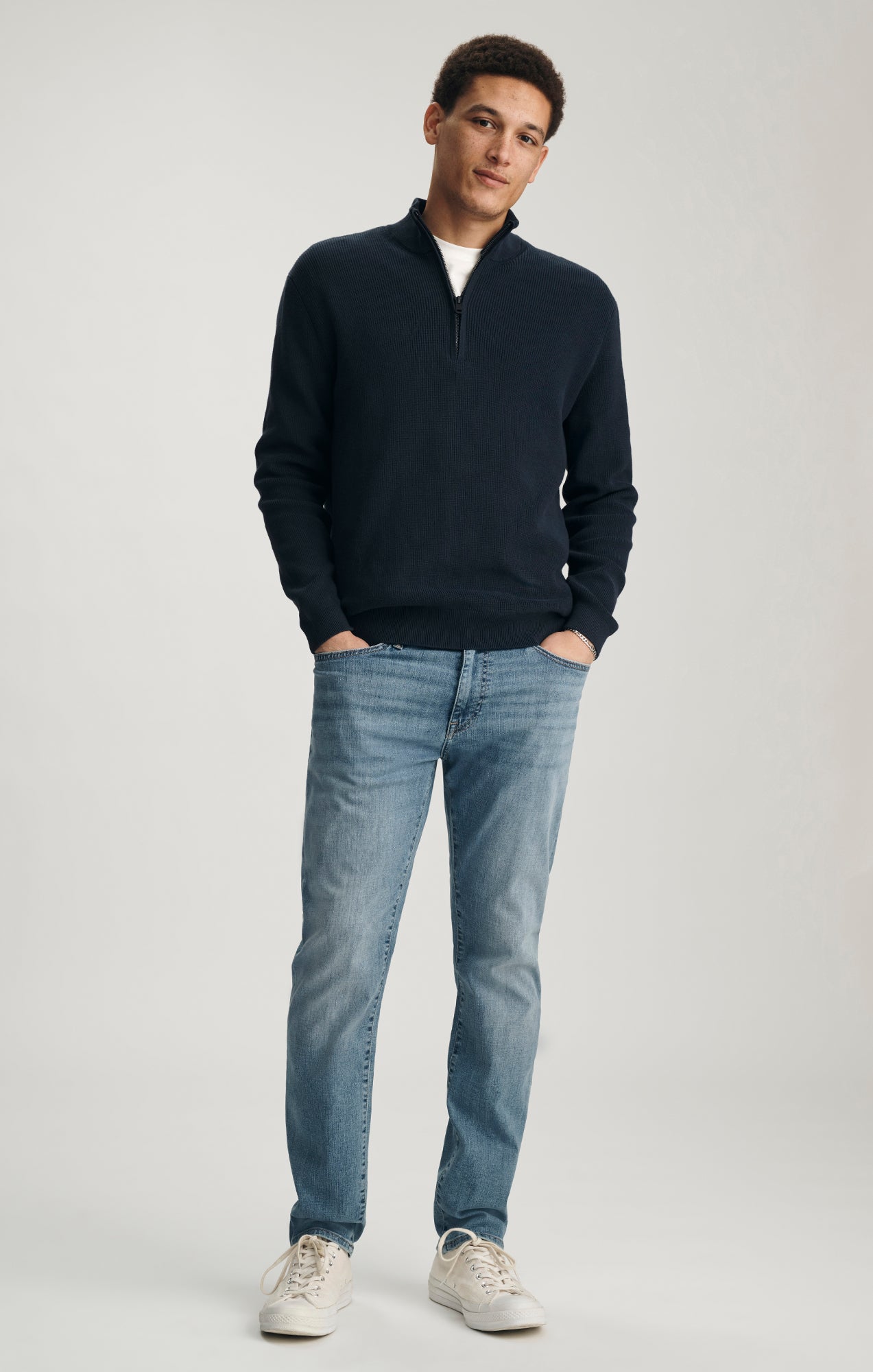 HALF ZIP SWEATER IN TOTAL ECLIPSE - Mavi Jeans