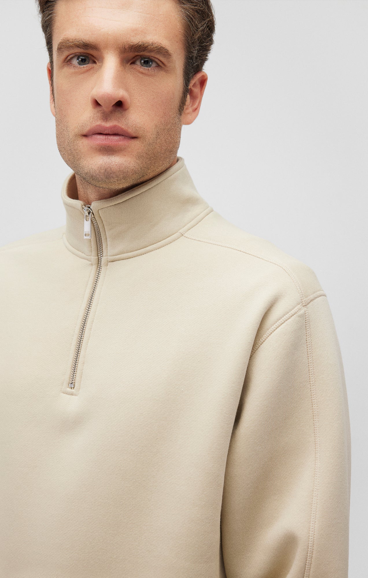 QUARTER ZIP SWEATSHIRT IN PELICAN - Mavi Jeans
