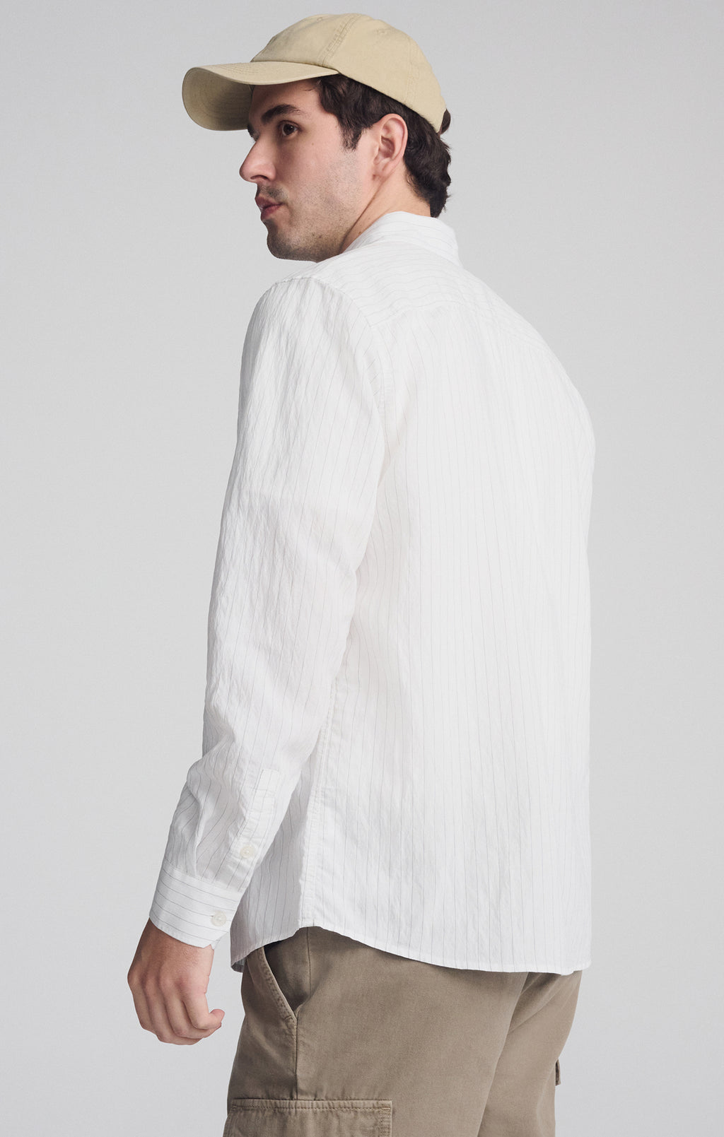 STRIPED LONG SLEEVE BUTTON-UP SHIRT IN BLACK - Mavi Jeans