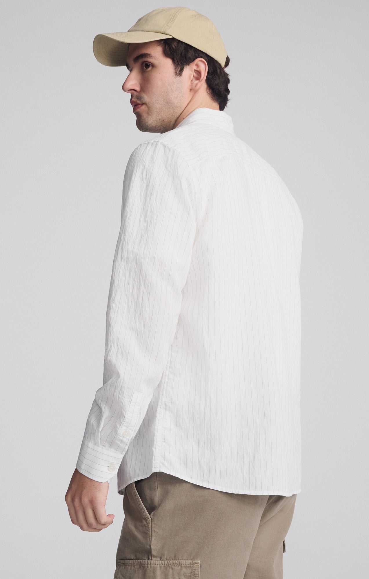 STRIPED LONG SLEEVE BUTTON-UP SHIRT IN BLACK - Mavi Jeans