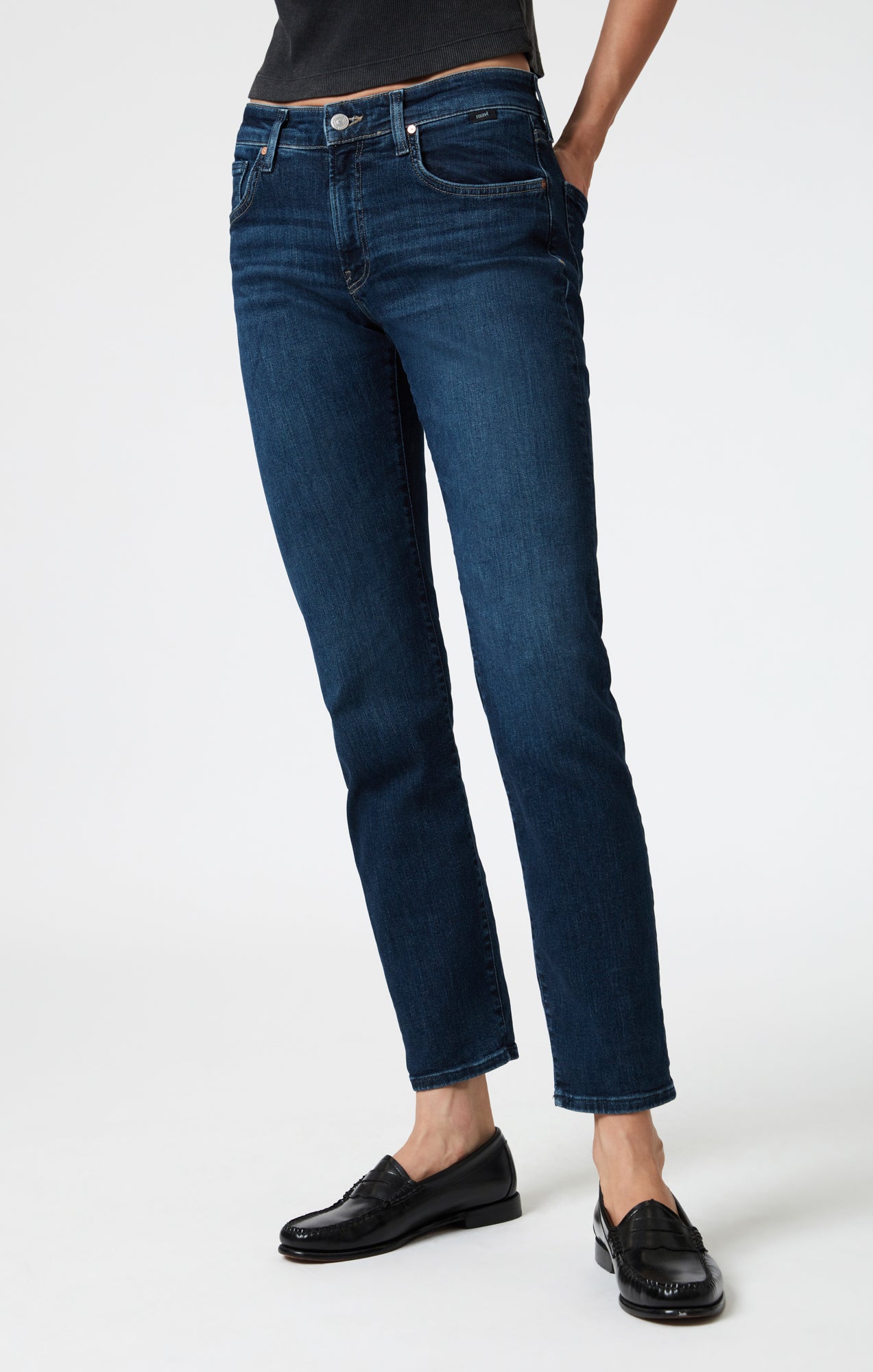 MIRELLA STRAIGHT LEG IN DARK BRUSHED FLEX BLUE - Mavi Jeans