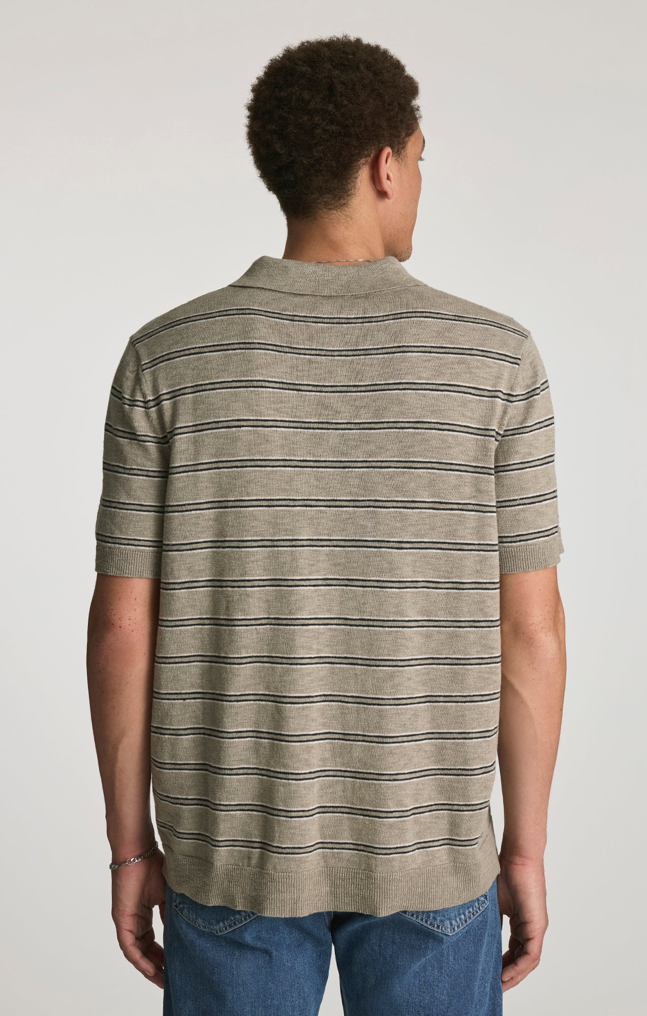 JOHNNY COLLAR POLO SWEATER IN ELEPHANT SKIN - Mavi Jeans