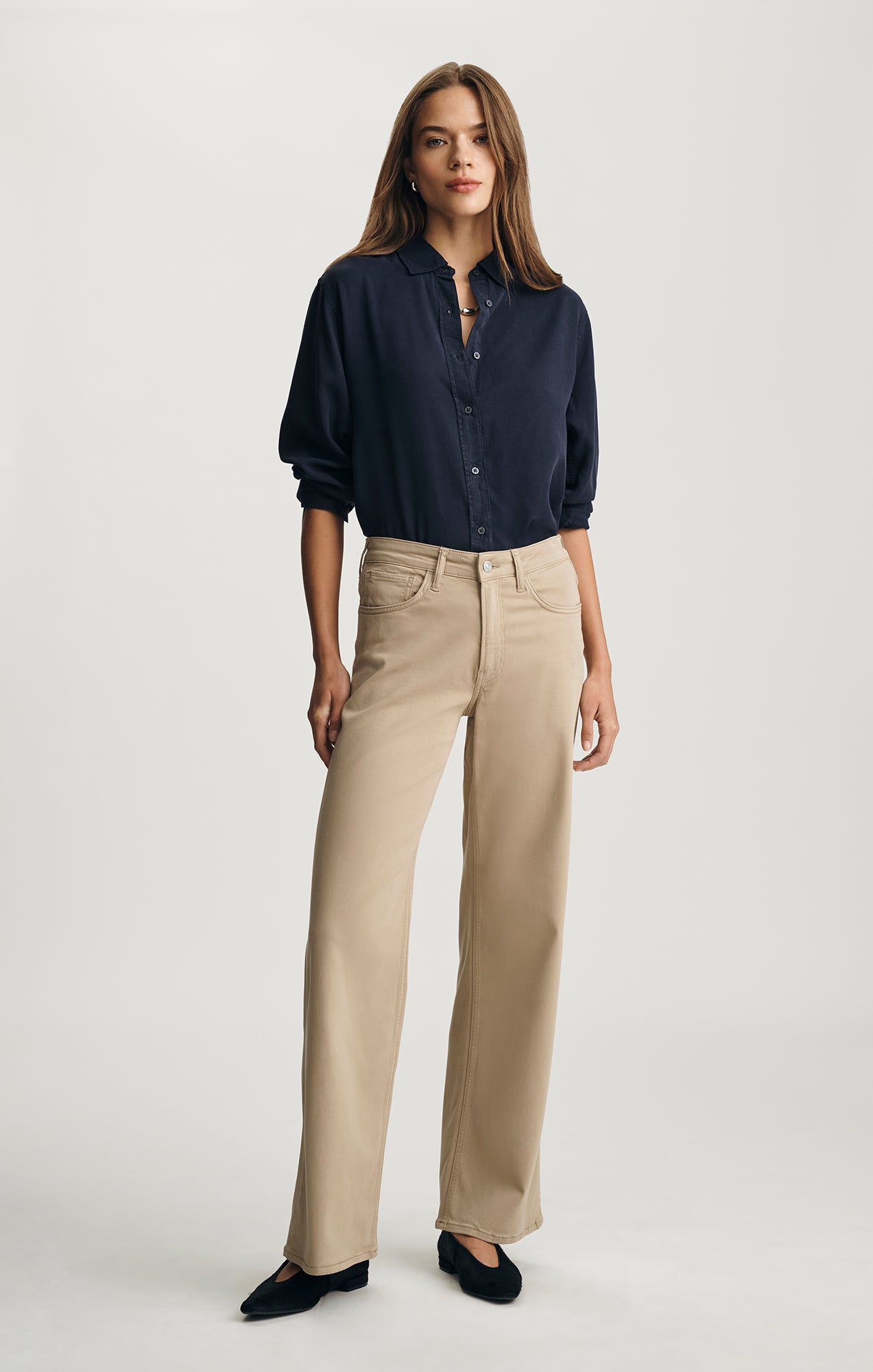 ALENA WIDE LEG IN FRENCH BEIGE SATEEN - Mavi Jeans