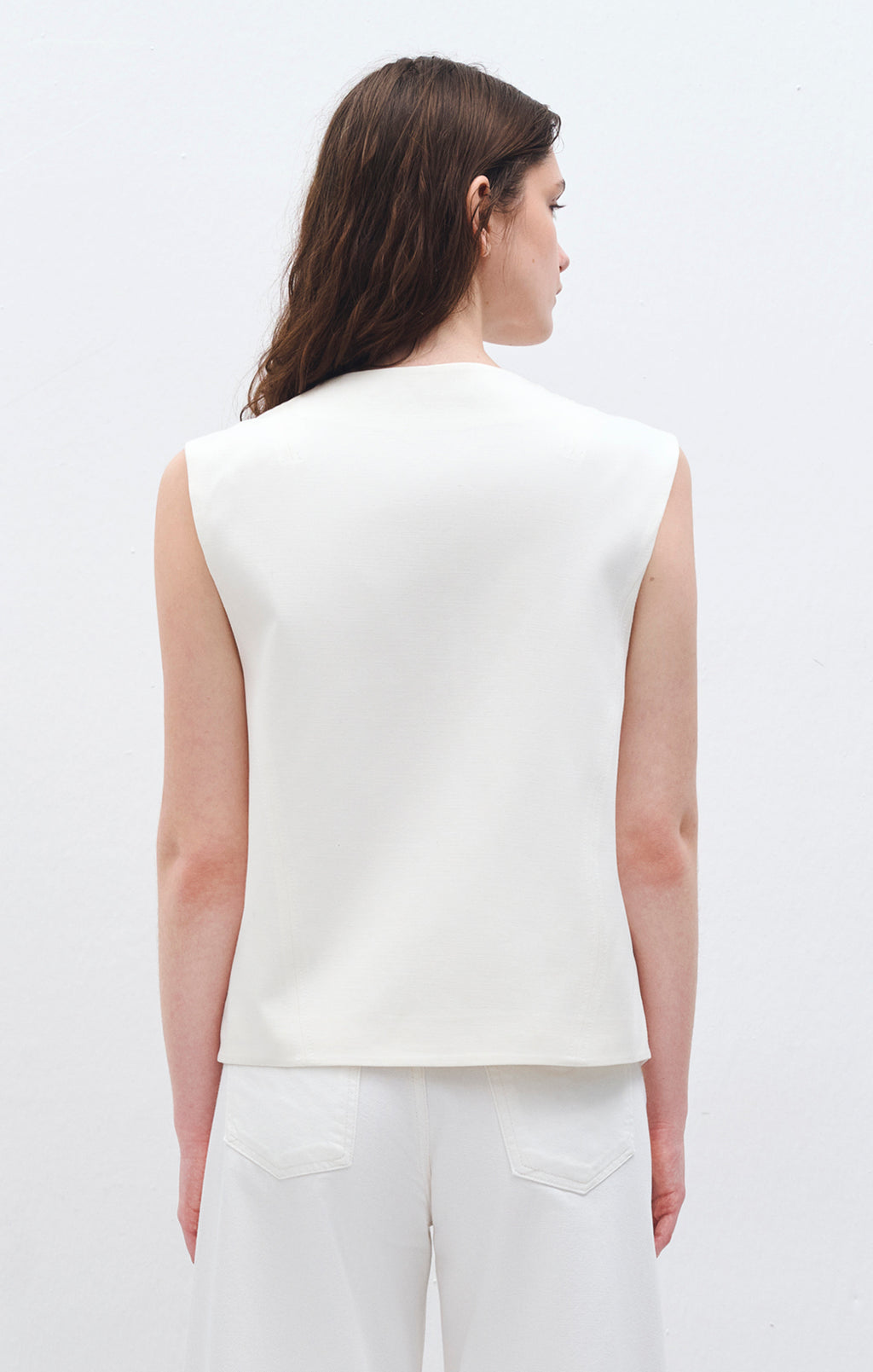 BUTTON VEST IN ANTIQUE WHITE - Mavi Jeans