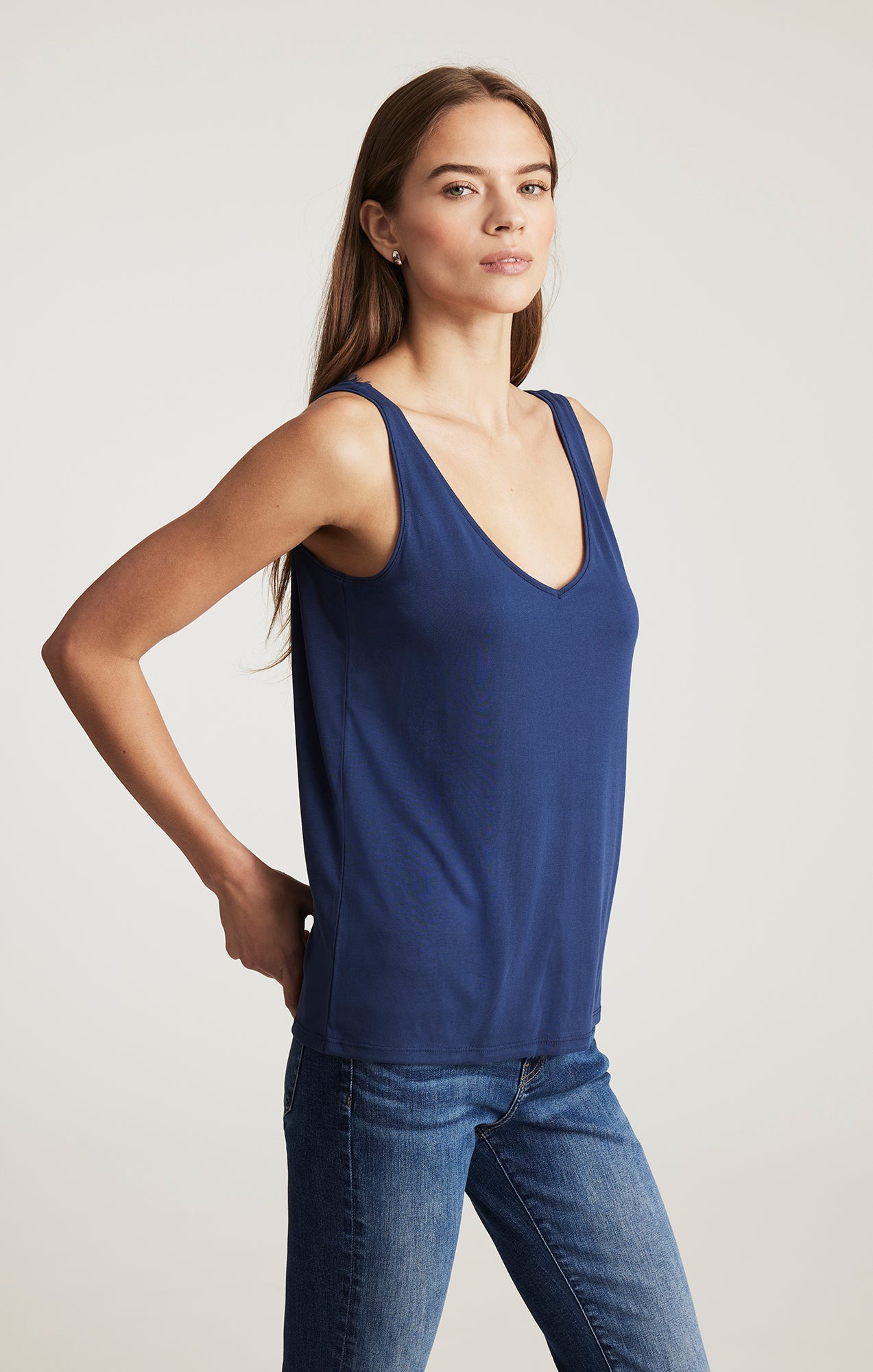 LUXE TOUCH TENCEL™ LACE TANK TOP IN MEDIEVAL BLUE
