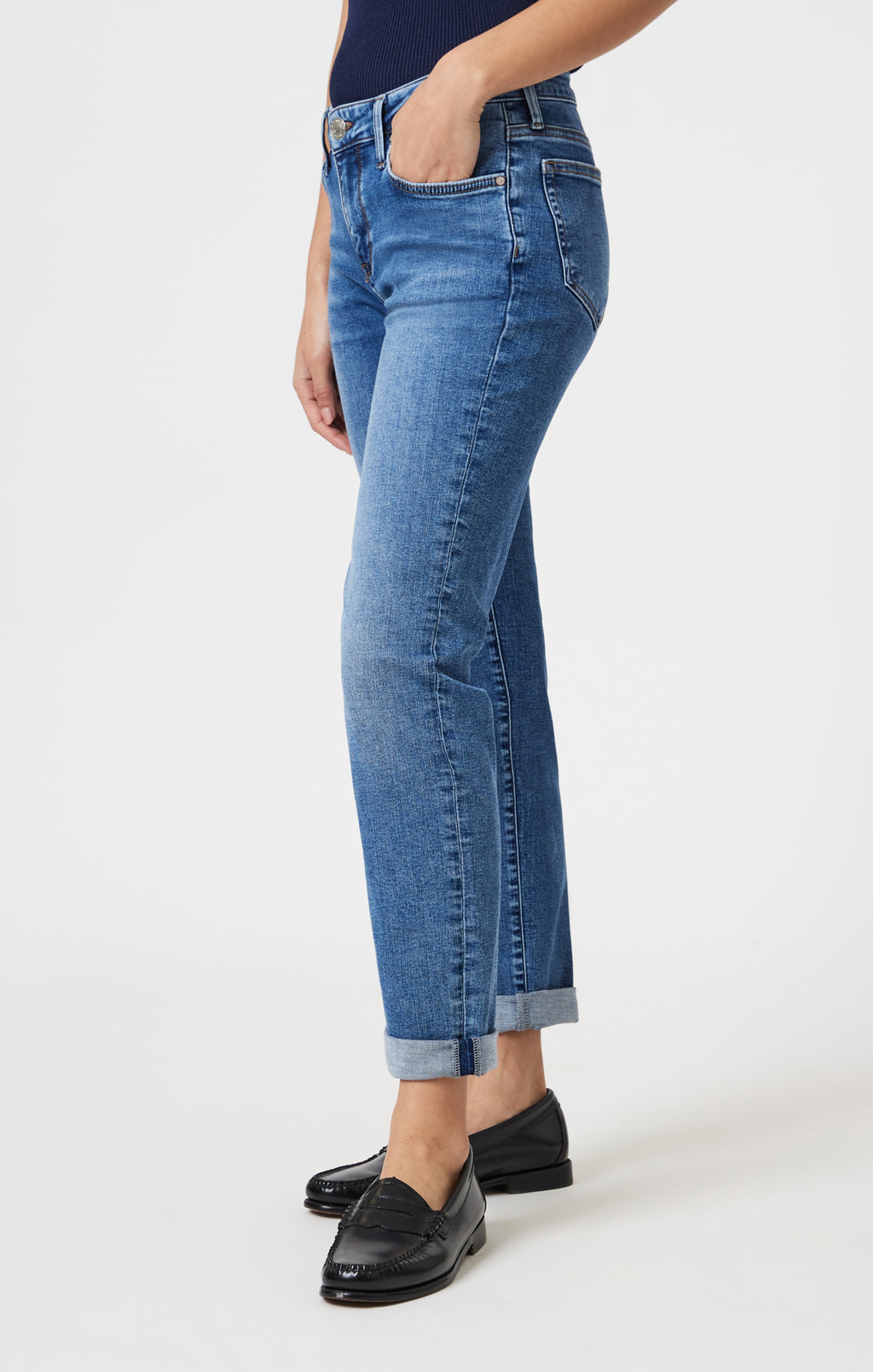 EMMA SLIM BOYFRIEND IN MID BRUSHED TRIBECA - Mavi Jeans