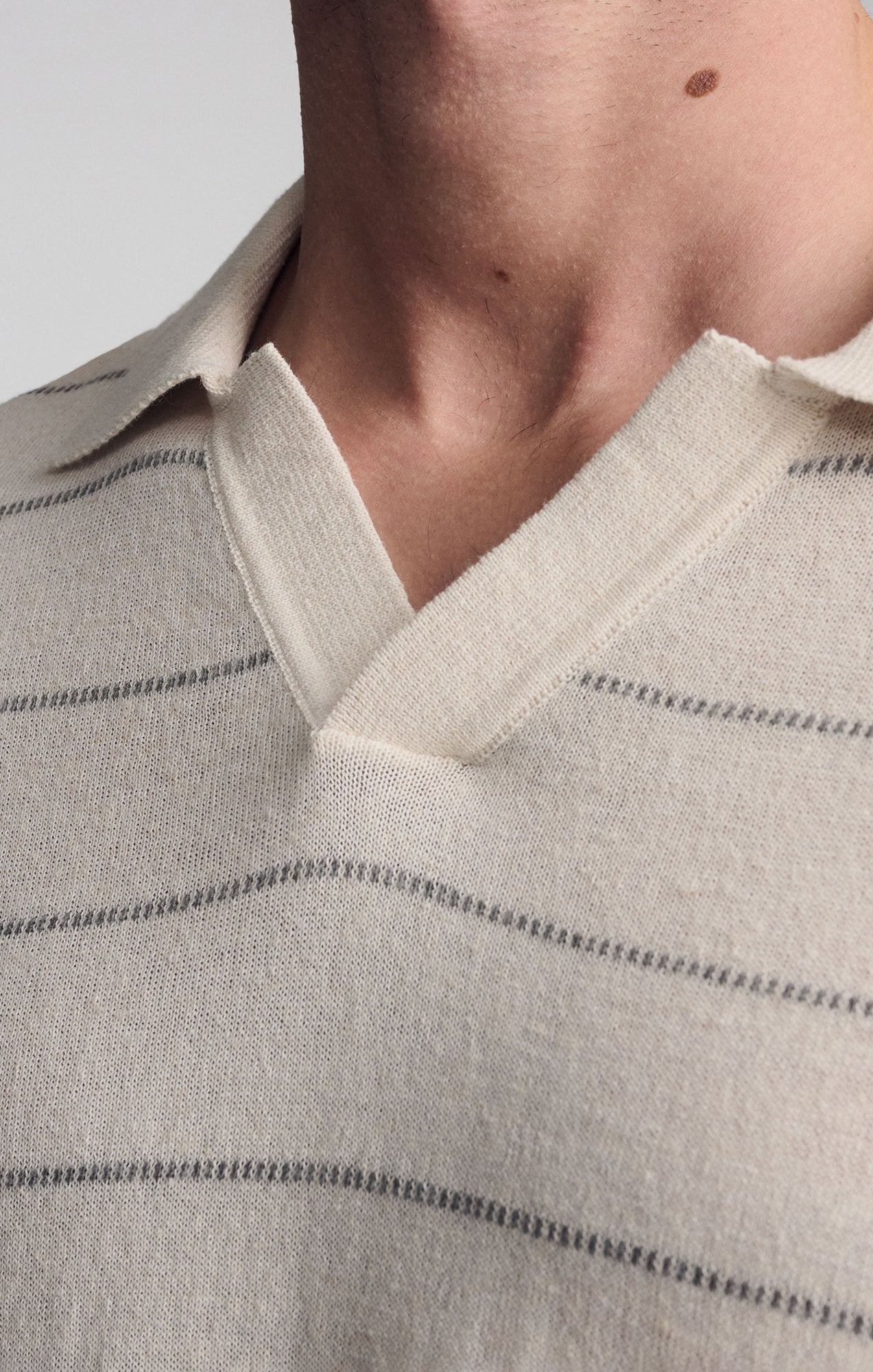 トップス EMAM25AW REGULAR COLLAR PULLOVER Mavi Men's Polo Collar Short Sleeve Sweater In Antique White