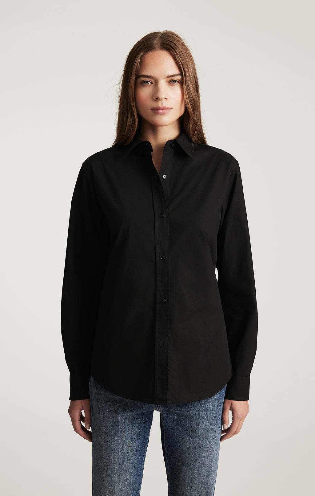 LONG SLEEVE BUTTON-UP SHIRT IN BLACK - Mavi Jeans