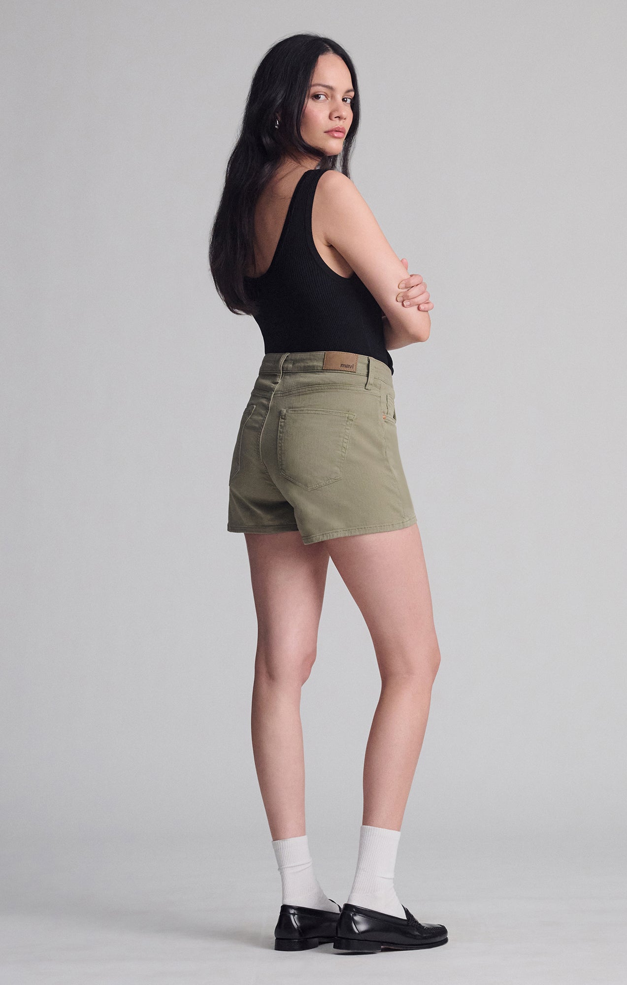 HEIDI STRAIGHT LEG SHORTS IN GREEN FLEX BLUE - Mavi Jeans
