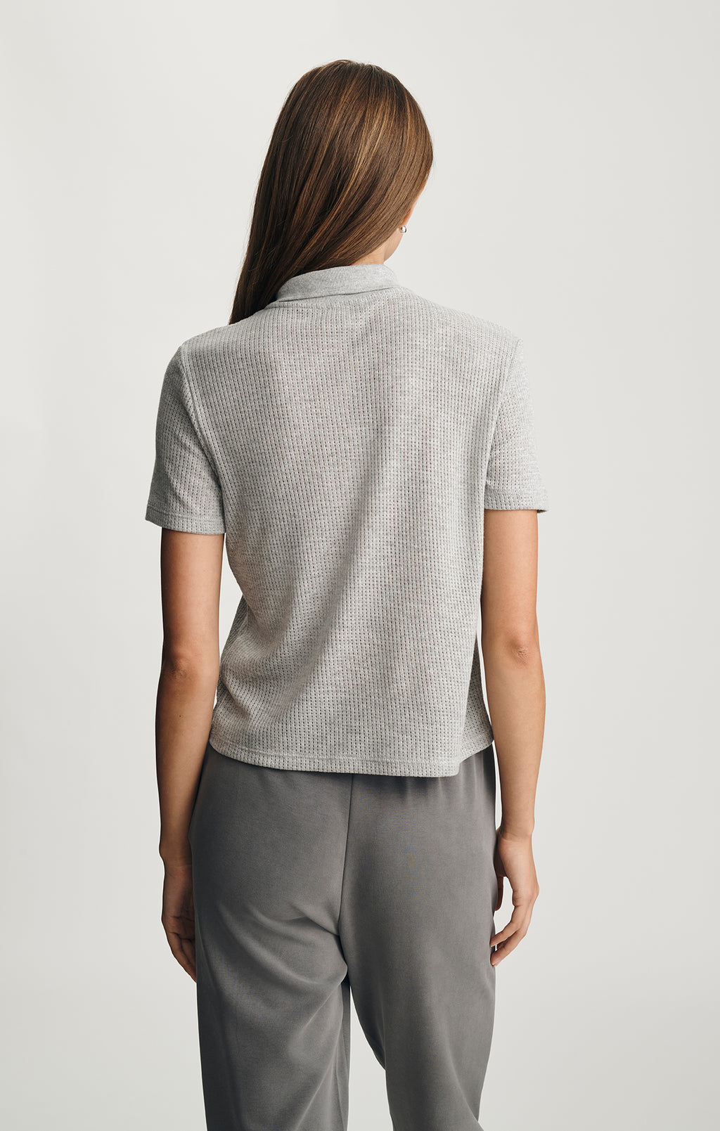 SHORT SLEEVE POLO T-SHIRT IN MID GREY MELANGE - Mavi Jeans