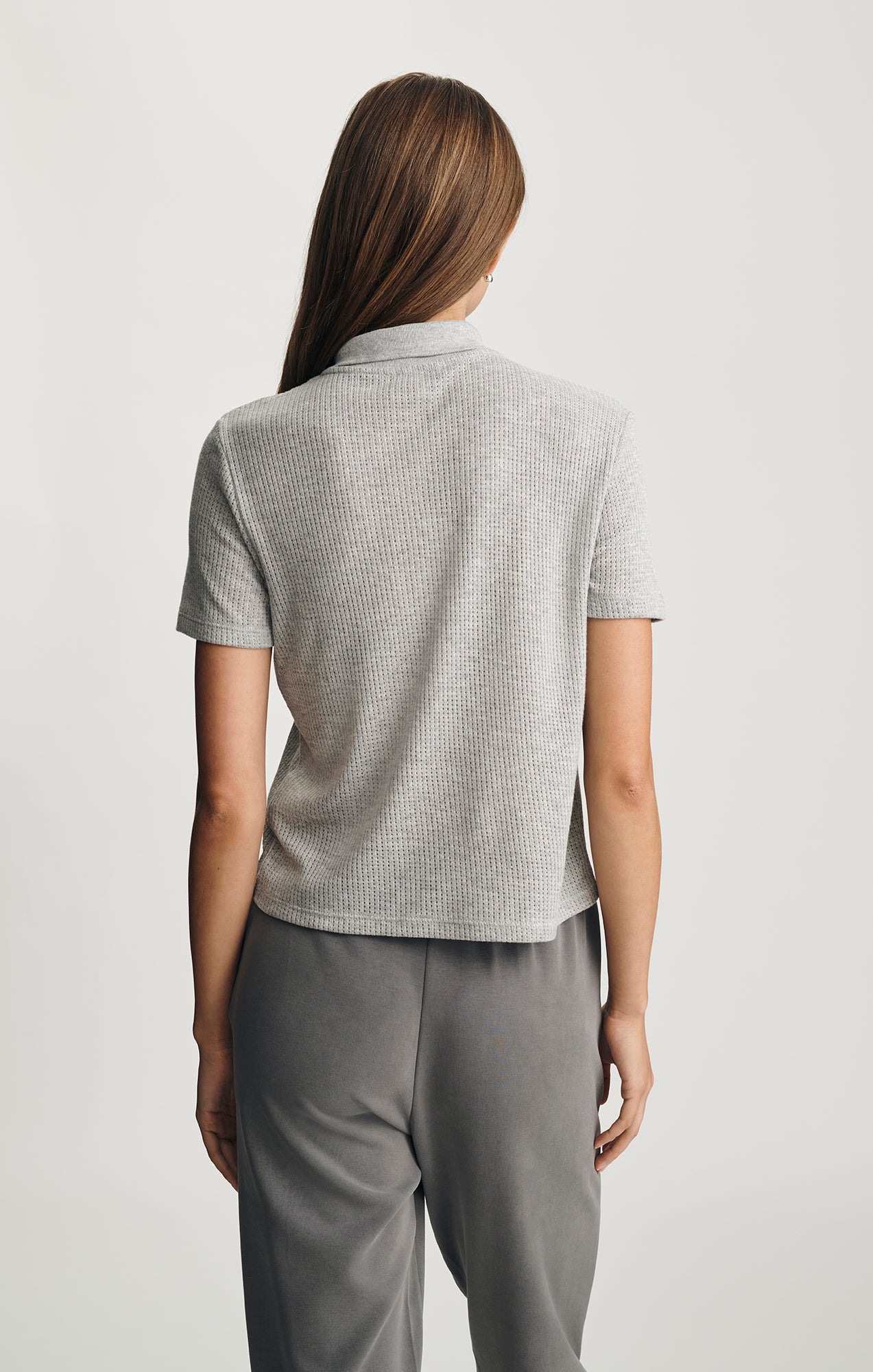 SHORT SLEEVE POLO T-SHIRT IN MID GREY MELANGE - Mavi Jeans