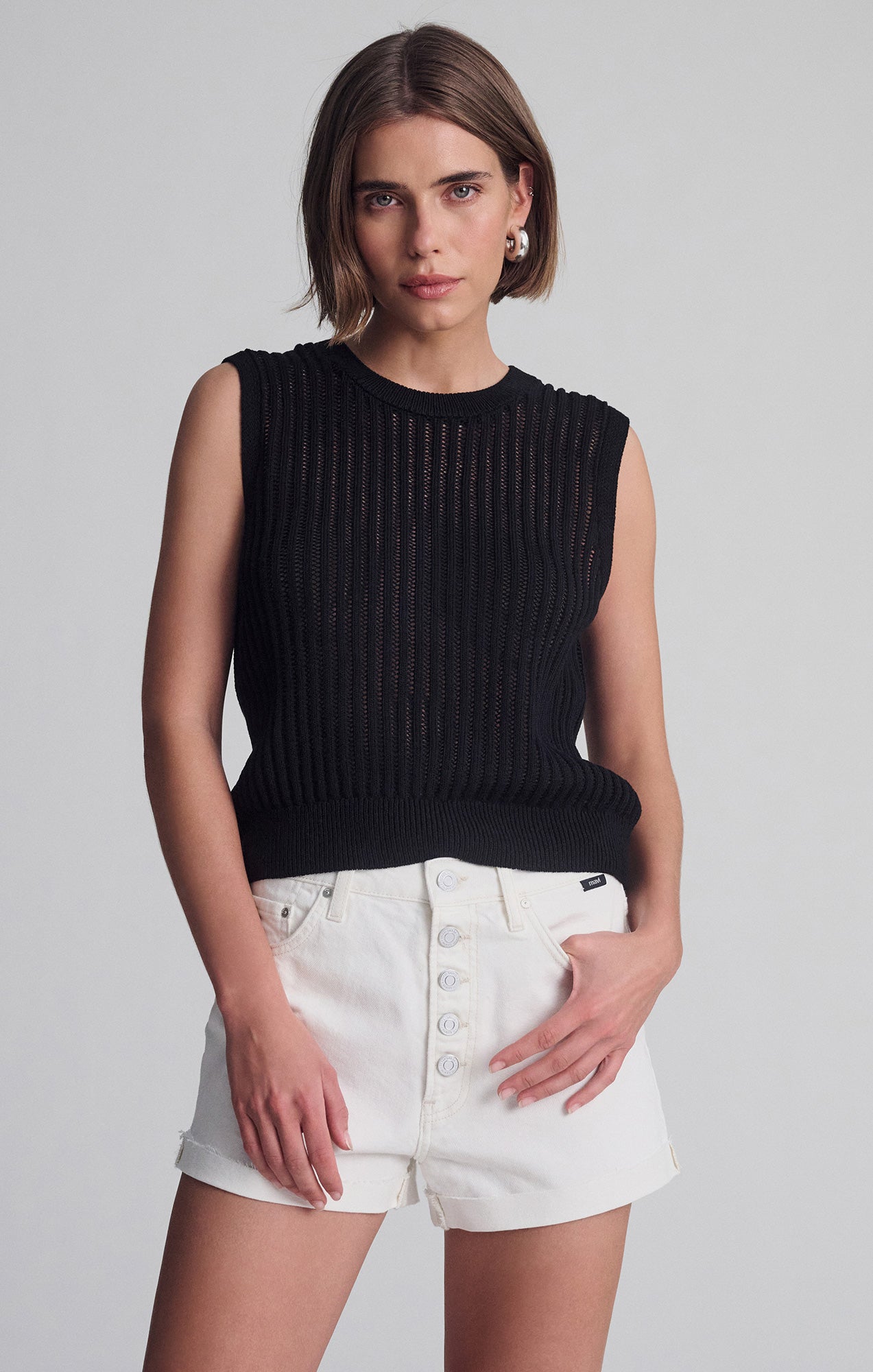 SLEEVELESS KNIT TOP IN BLACK - Mavi Jeans