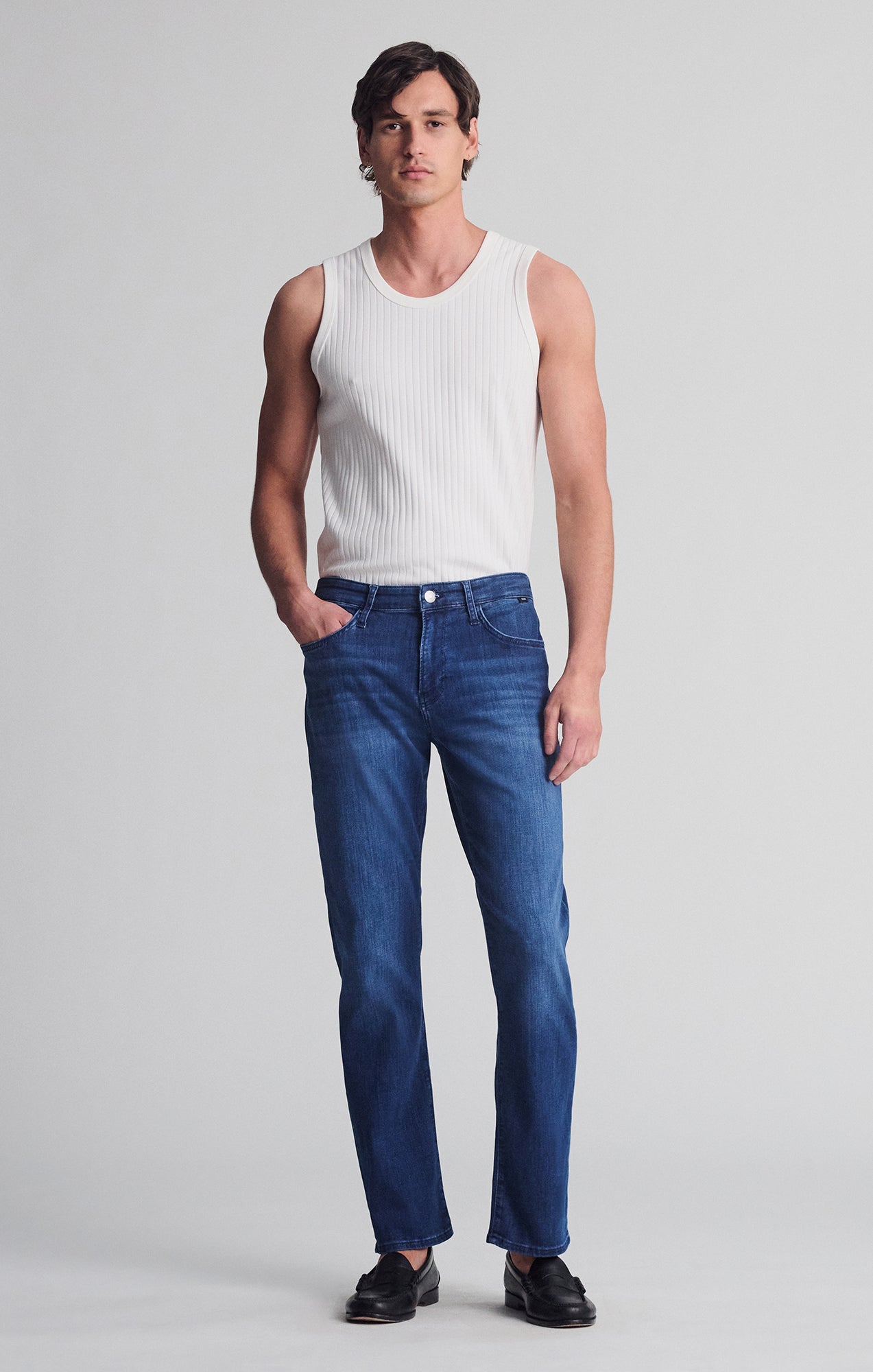 MATT RELAXED STRAIGHT LEG IN DEEP BRUSHED FEATHER BLUE - Mavi Jeans