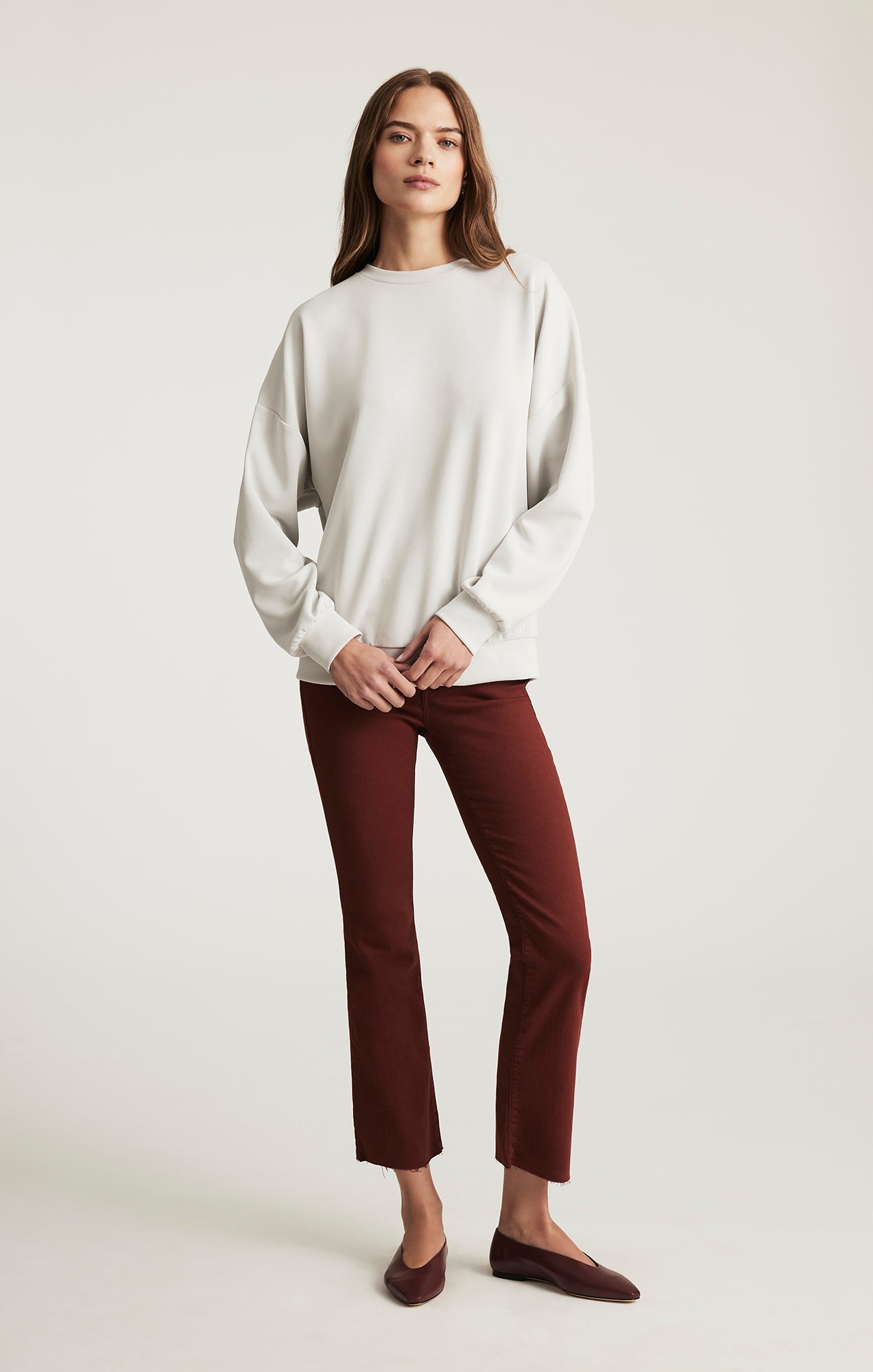 【新品未着用】MEER. AMERICAN SLEEVE FLARE TOP Long Sleeve Mock-Neck Cropped Top