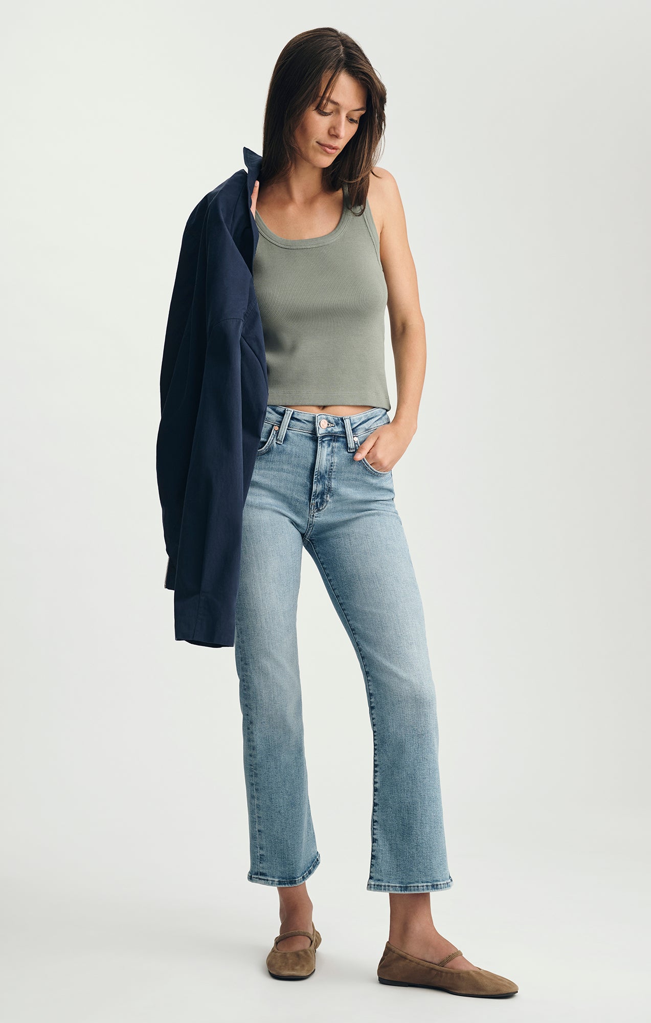 ANIKA CROPPED FLARE IN LIGHT BRUSHED FLEX BLUE - Mavi Jeans