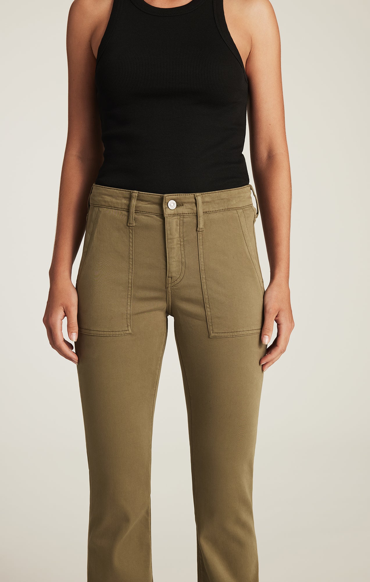 VICKY PATCH POCKET BOOTCUT IN DARK OLIVE SATEEN - Mavi Jeans