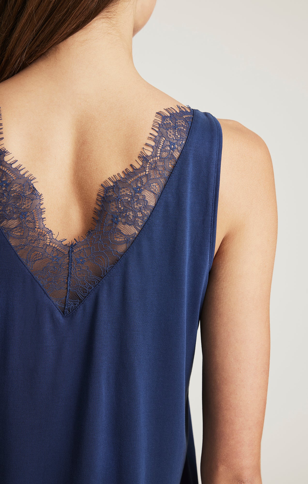 LUXE TOUCH TENCEL™ LACE TANK TOP IN MEDIEVAL BLUE