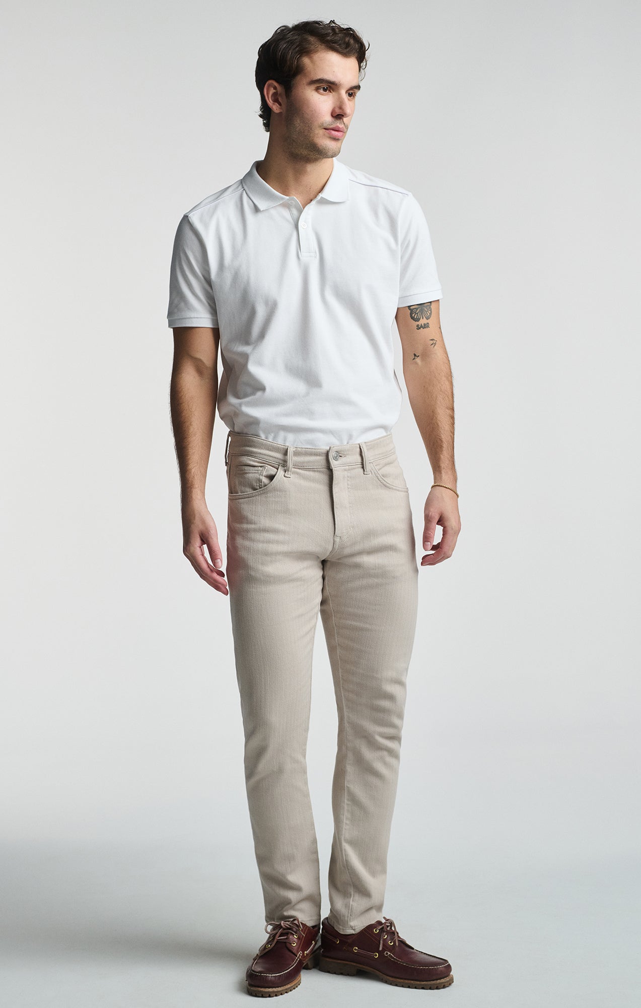 JAKE SLIM LEG IN OYSTER HERRINGBONE - Mavi Jeans
