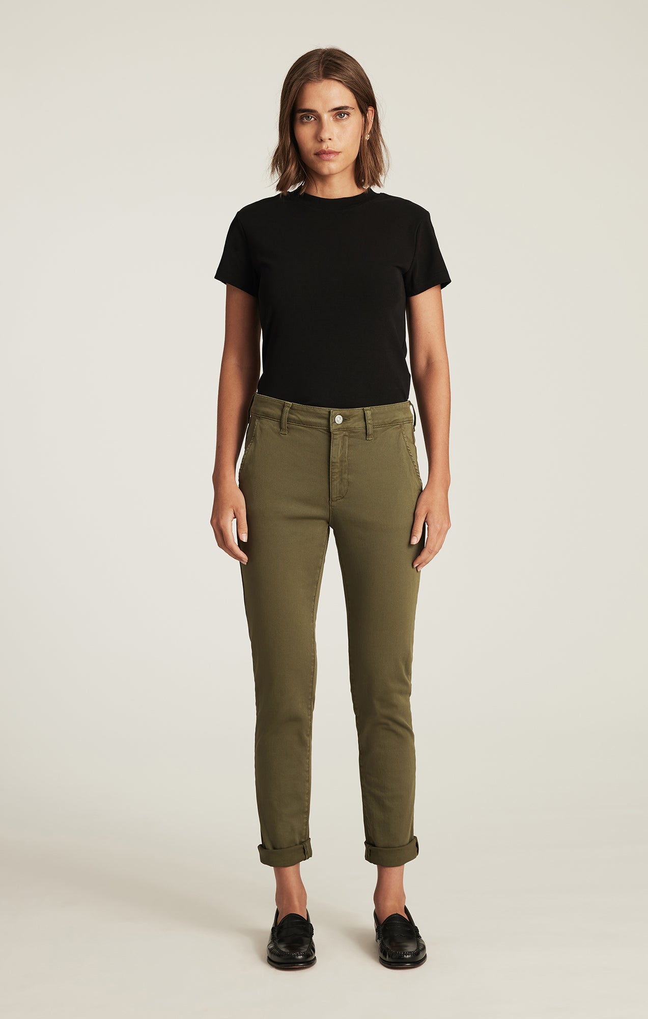 Mavi Women's Kathleen Slim Boyfriend Chino In Dark Olive Casual