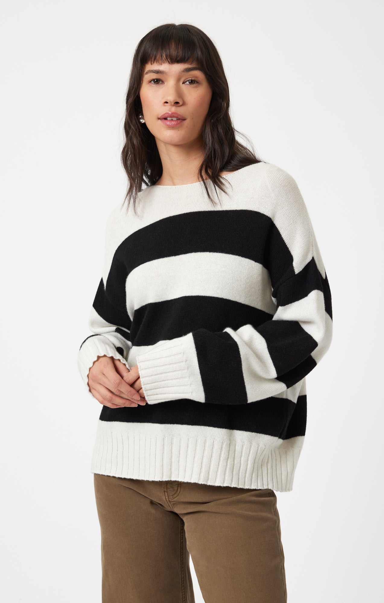 BOAT NECK SWEATER IN BLACK STRIPE - Mavi Jeans
