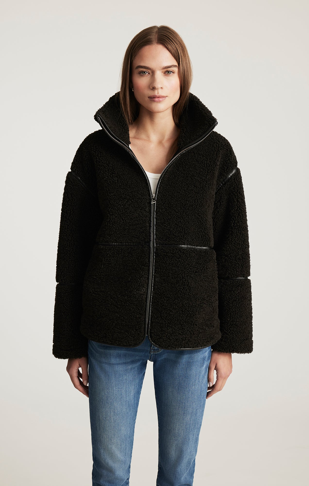 SHERPA PANEL ZIP JACKET IN AFTER DARK - Mavi Jeans