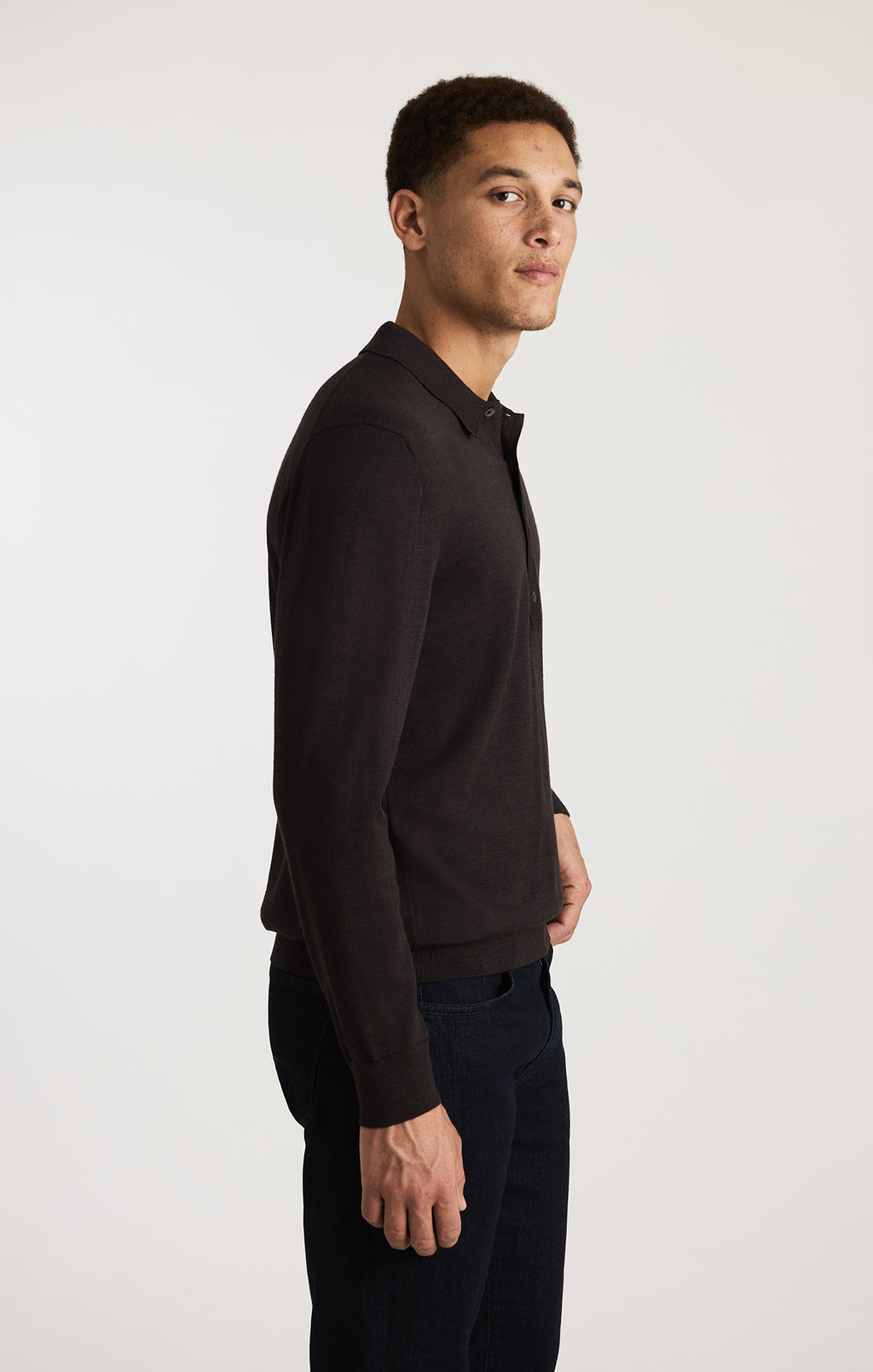 EDITION WOOL POLO SWEATER IN MAJOR BROWN