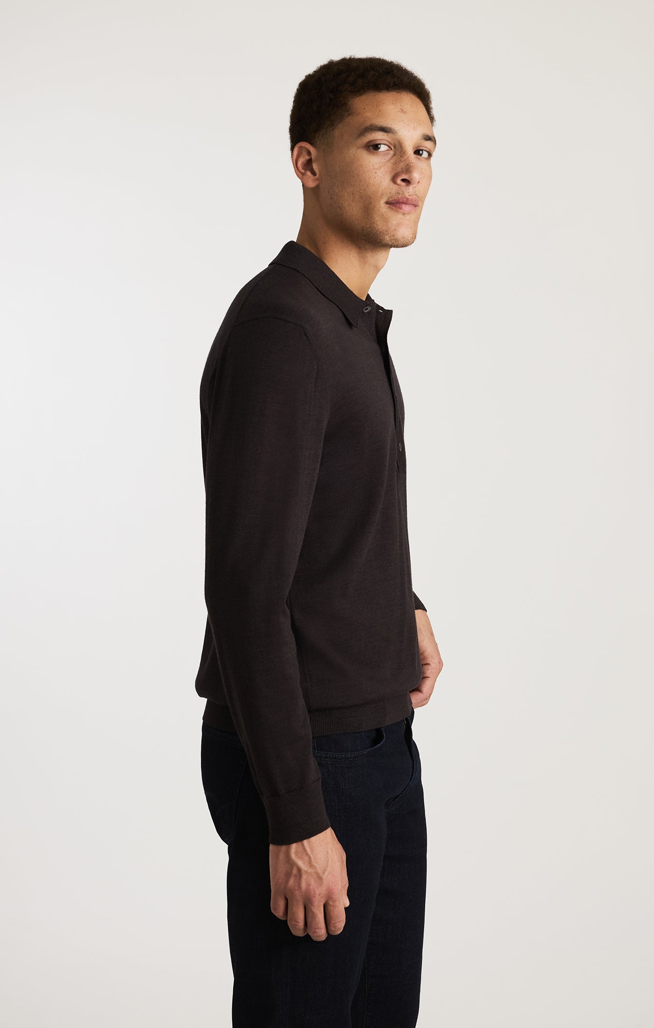 EDITION WOOL POLO SWEATER IN MAJOR BROWN