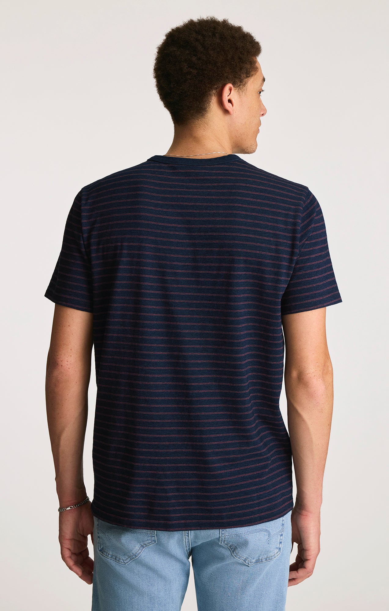 CREW NECK T-SHIRT IN INDIGO STRIPE