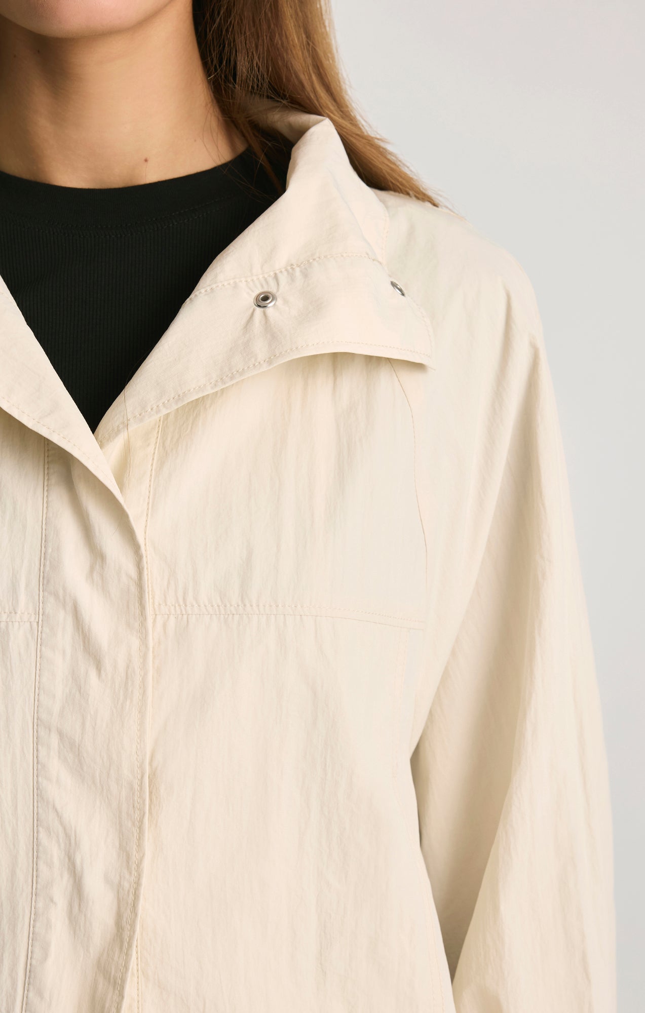 FUNNEL NECK UTILITY JACKET IN LIGHT GREY - Mavi Jeans