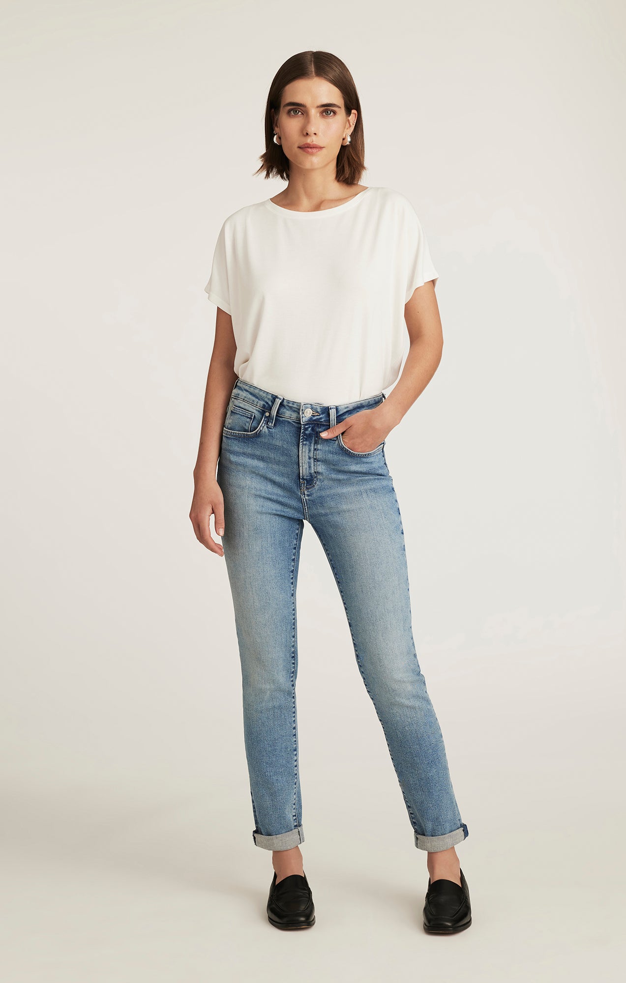 KATHLEEN SLIM BOYFRIEND IN LIGHT BRUSHED FLEX BLUE - Mavi Jeans
