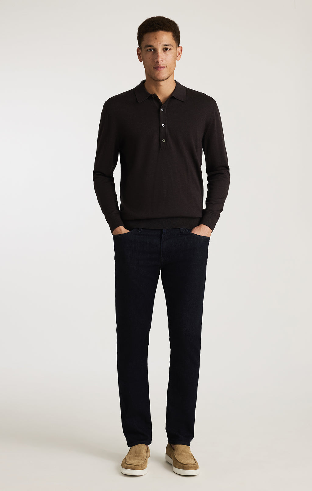 EDITION WOOL POLO SWEATER IN MAJOR BROWN