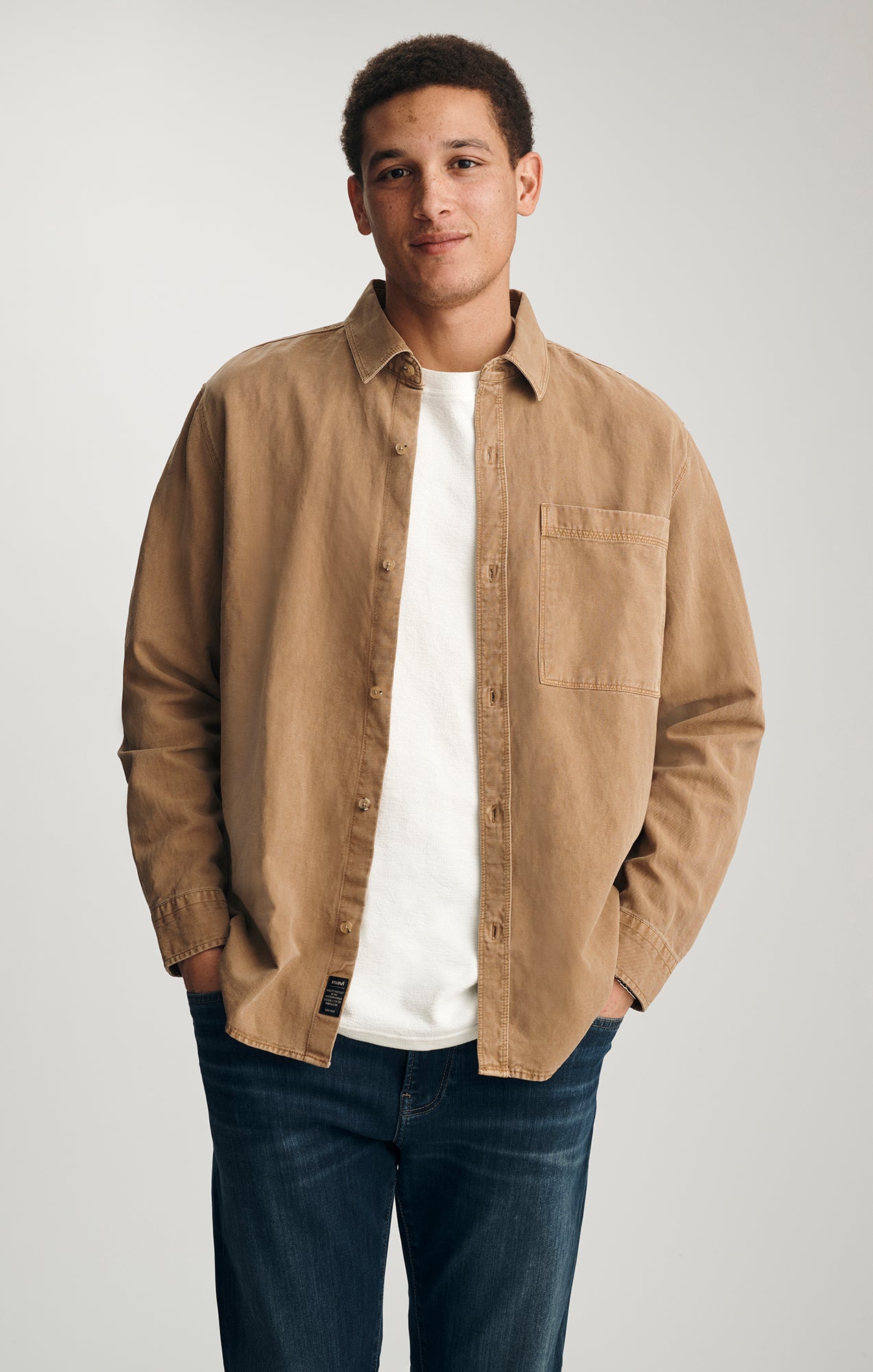 TENCEL™ ONE POCKET BUTTON-UP SHIRT IN TIGER'S EYE - Mavi Jeans