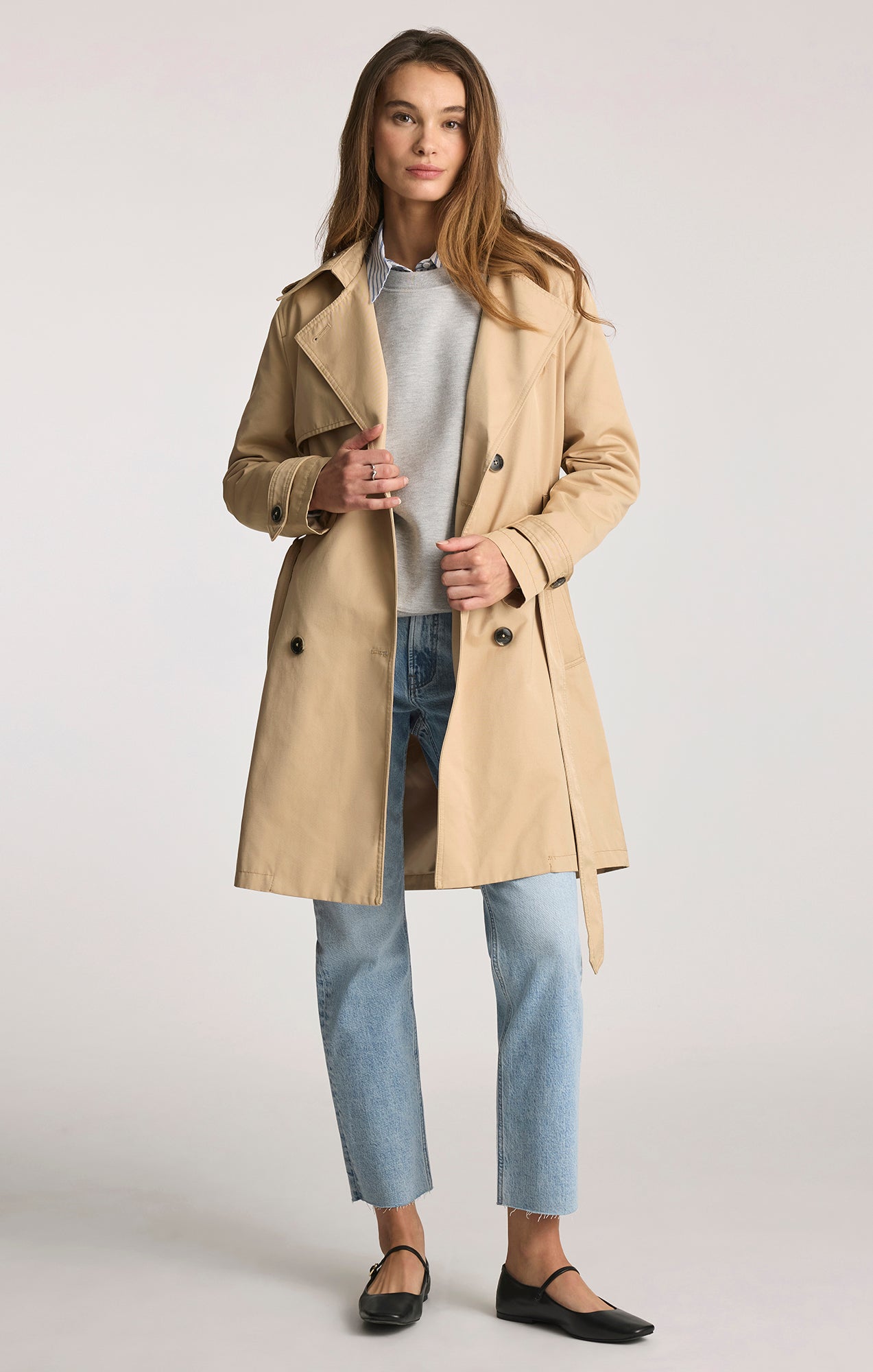 BELTED TRENCH COAT IN CURDS AND WHEY - Mavi Jeans