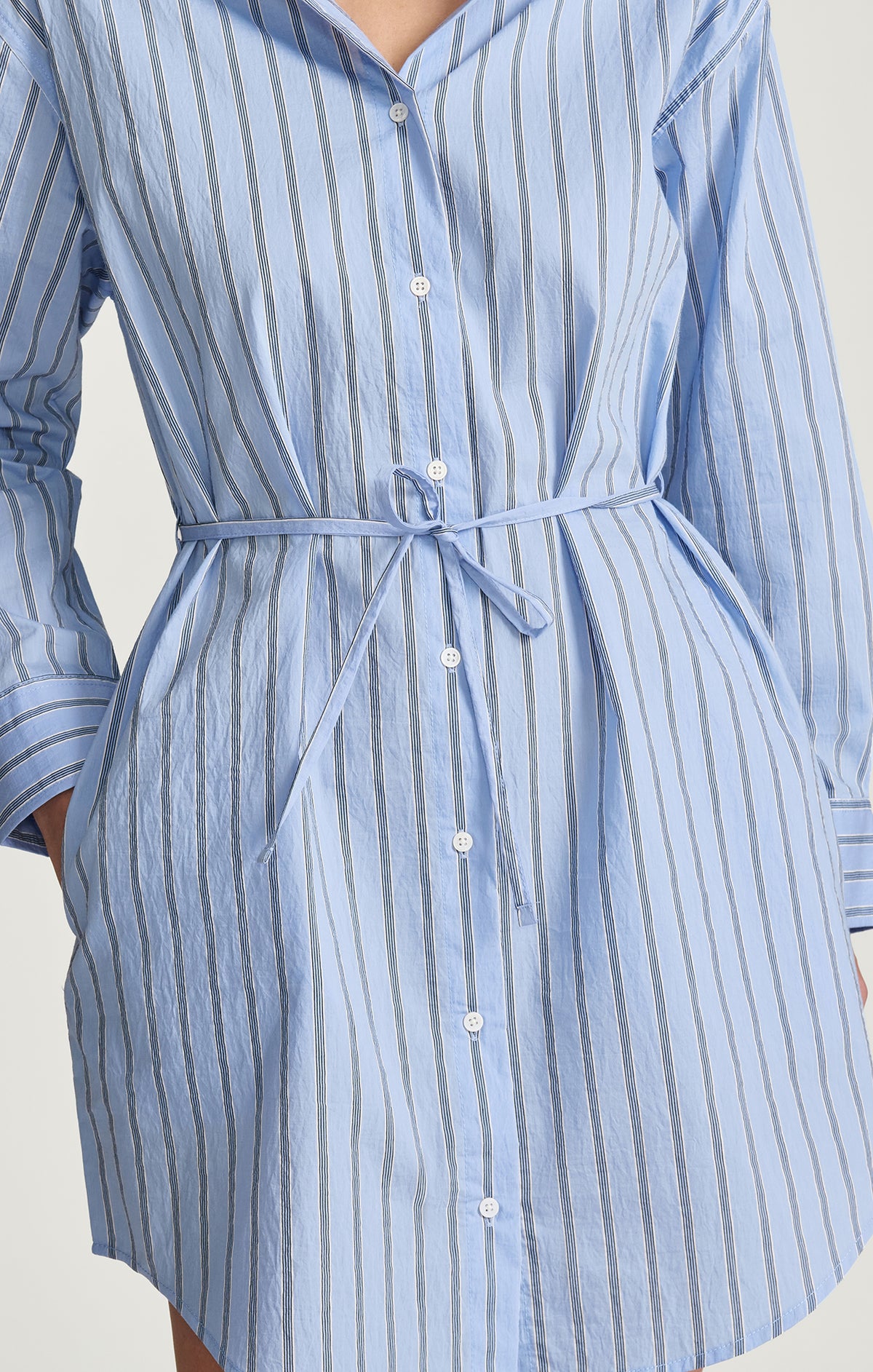 Mavi Women's Tie-Waist Mini Shirtdress In Blue Striped