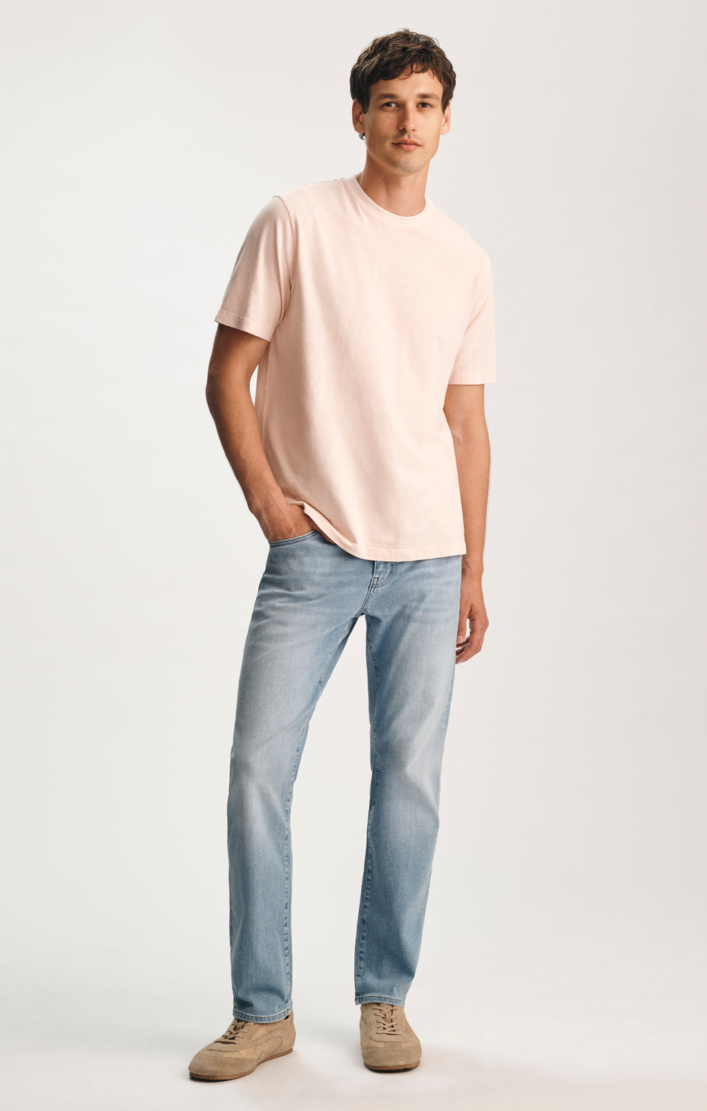 SOFT SLUB CREW NECK T-SHIRT IN SILVER PEONY - Mavi Jeans