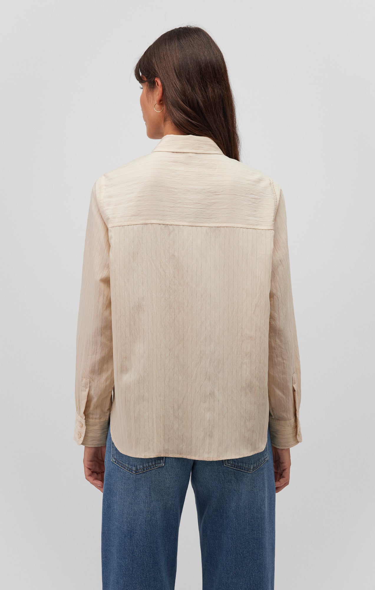 Mavi Women's Long Sleeve Button-Up Shirt In Coconut Milk Stripe