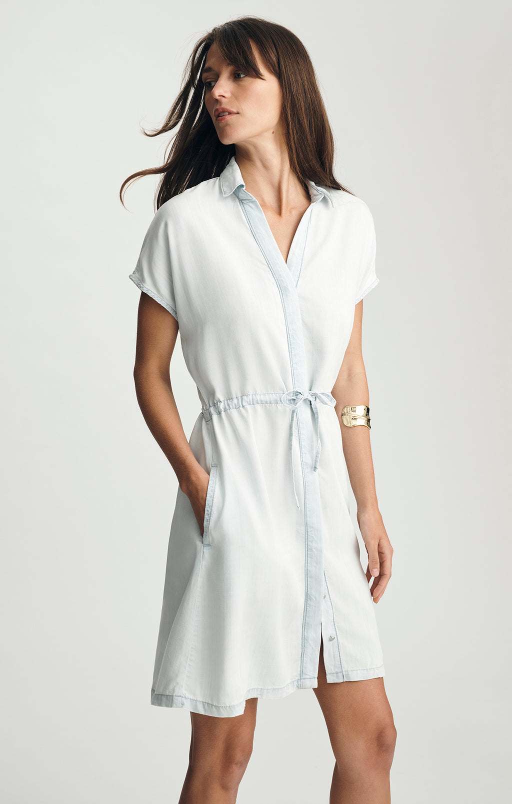 NIRA MIDI SHIRTDRESS IN LIGHT BLUE MAVITERRENEAN - Mavi Jeans