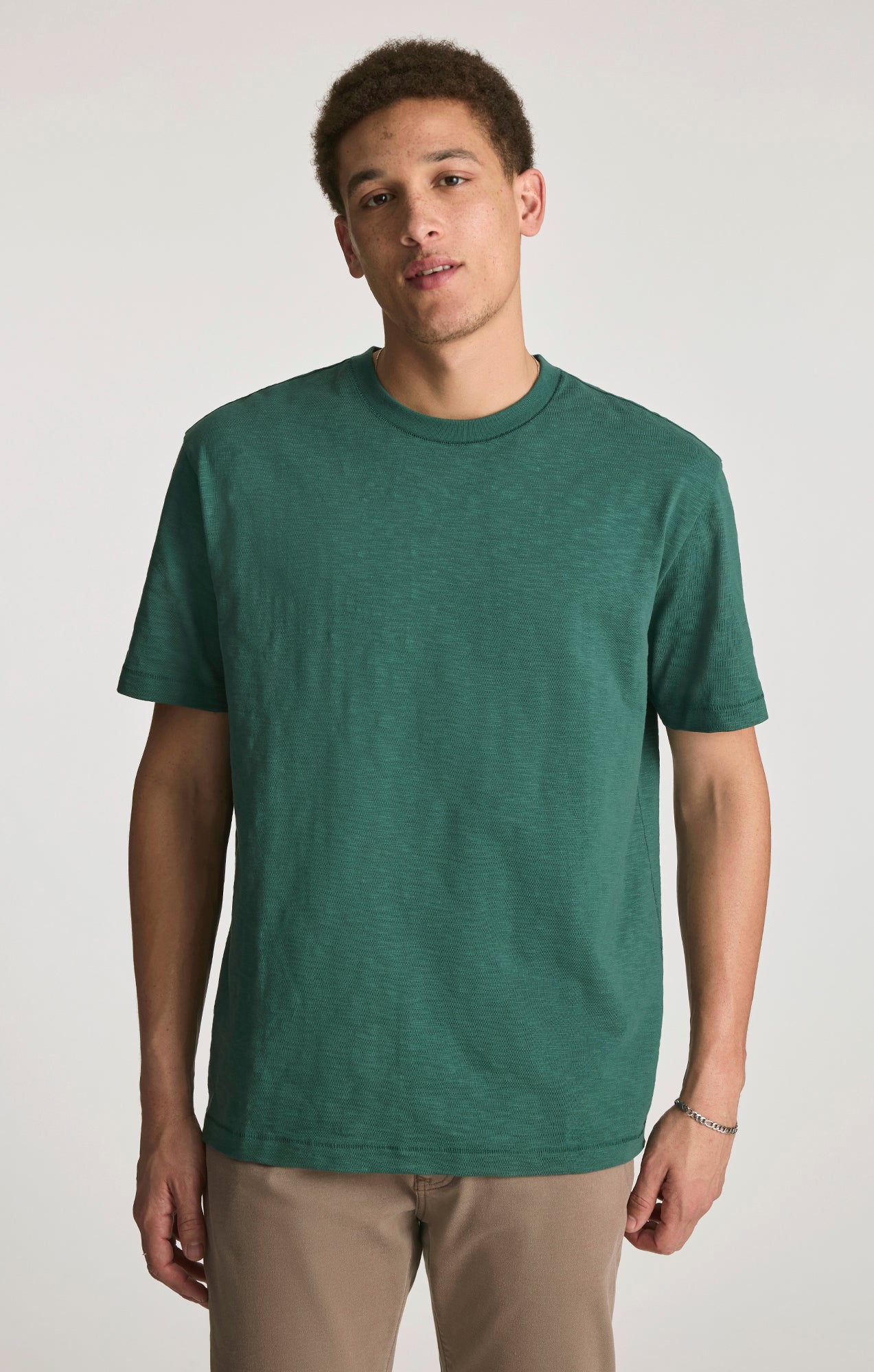 SLUB CREW NECK T-SHIRT IN BISTRO GREEN - Mavi Jeans
