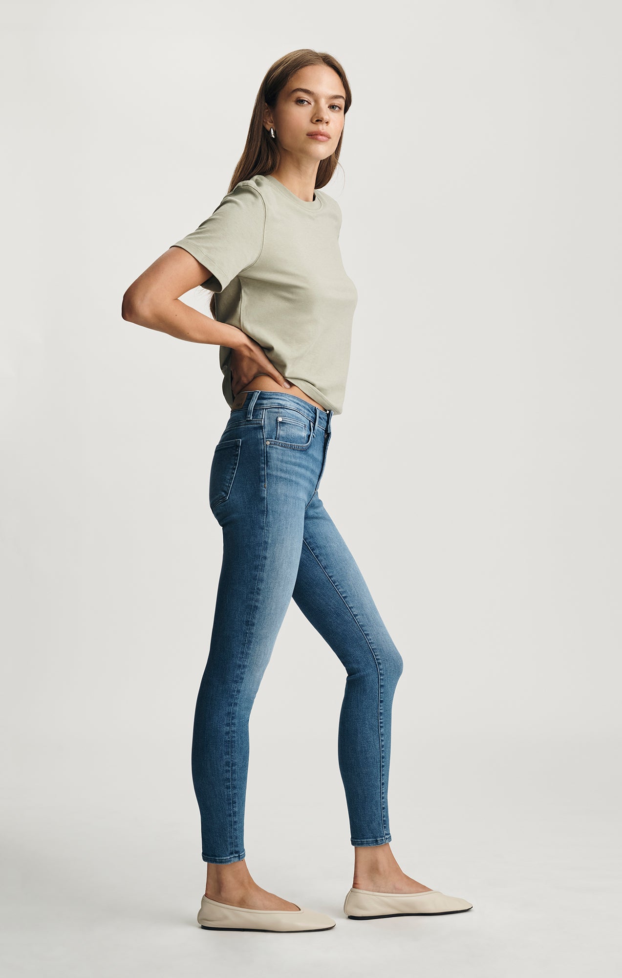 TESS SKINNY IN MID BRUSHED FLEX BLUE - Mavi Jeans