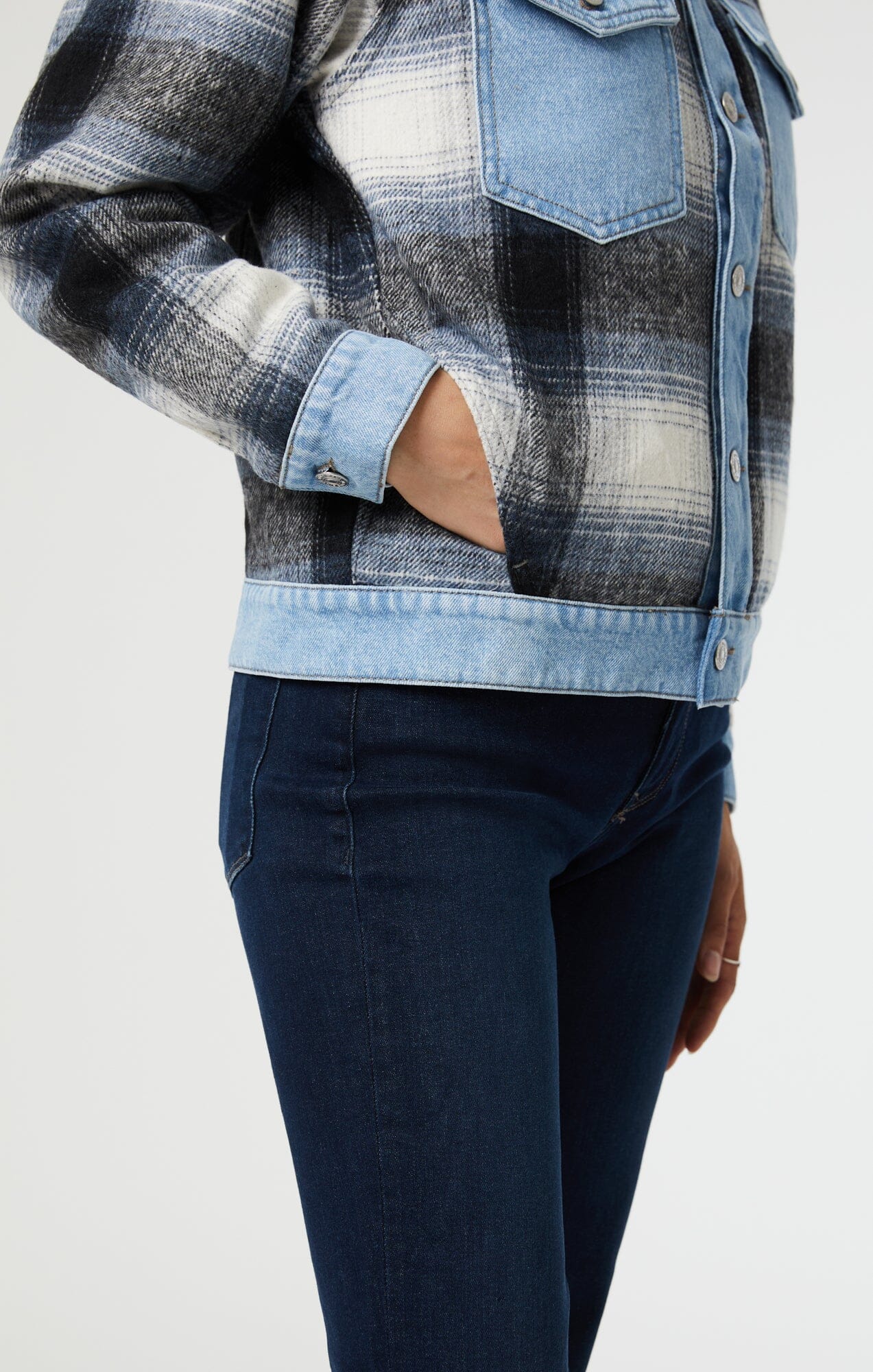 NELLIE JACKET IN GREY PLAID - Mavi Jeans