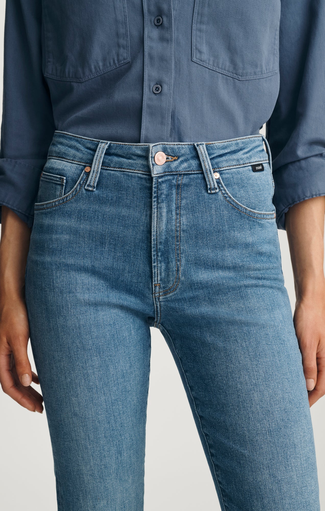 KENDRA STRAIGHT LEG IN MID BRUSHED FLEX BLUE - Mavi Jeans