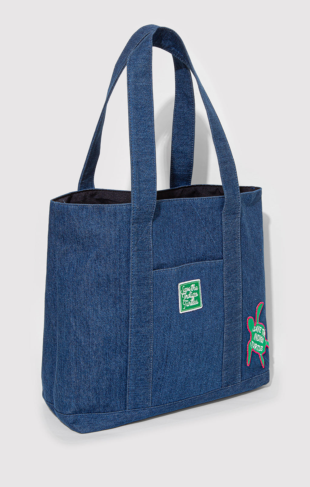 INDIGO TURTLES DENIM TOTE BAG IN LIGHT BLUE - Mavi Jeans