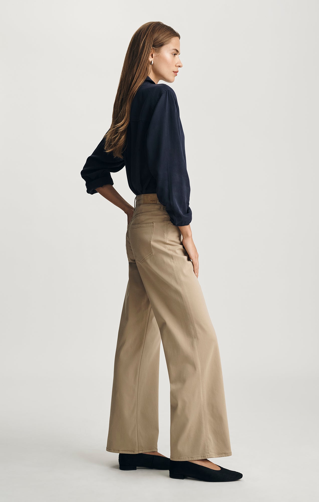 ALENA WIDE LEG IN FRENCH BEIGE SATEEN - Mavi Jeans